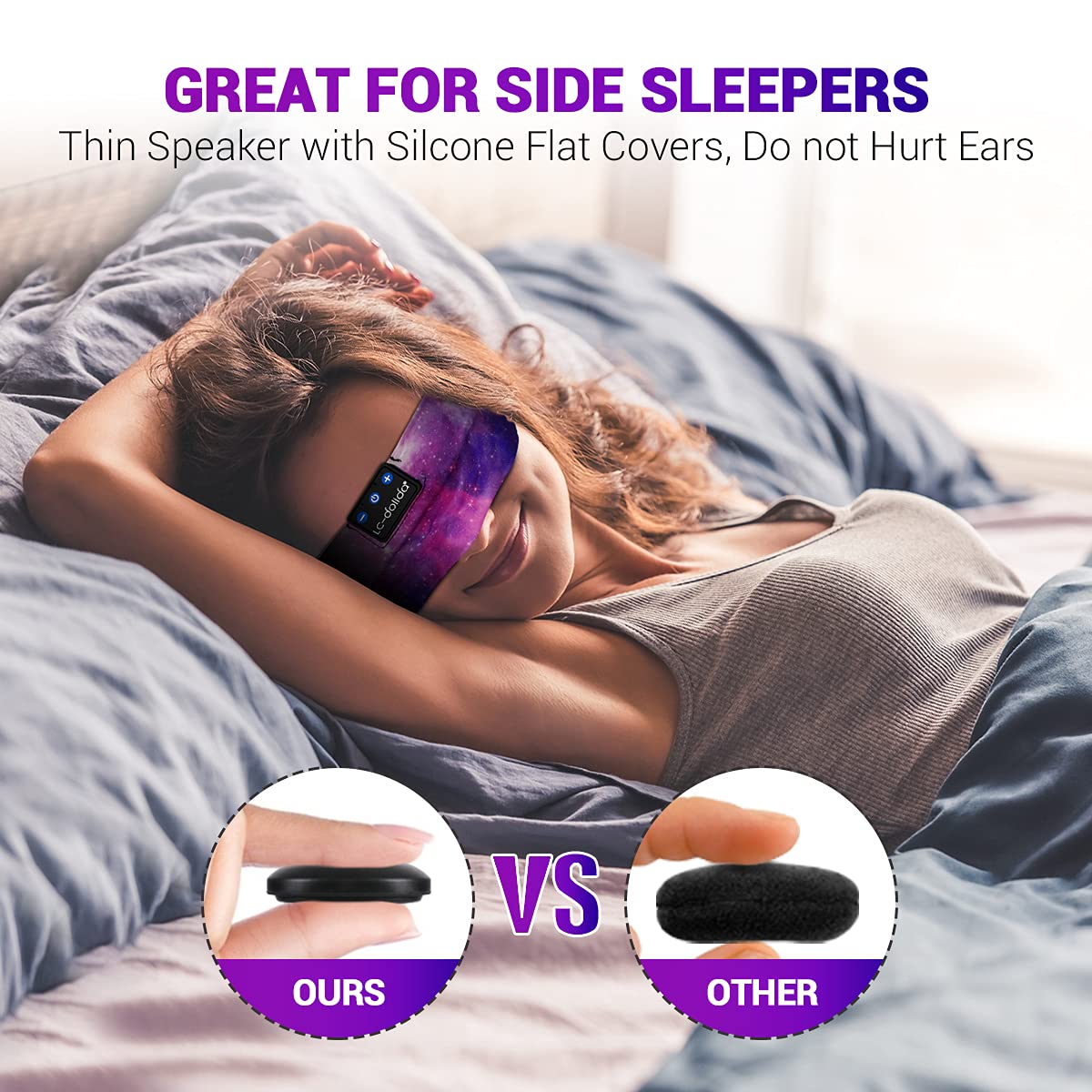 LC-dolida Sleep Headphones Bluetooth Headband Sleeping Wireless Headband Headphones with Thin HD Stereo Speakers Perfect for Side Sleepers, Sport, Yoga, Travel