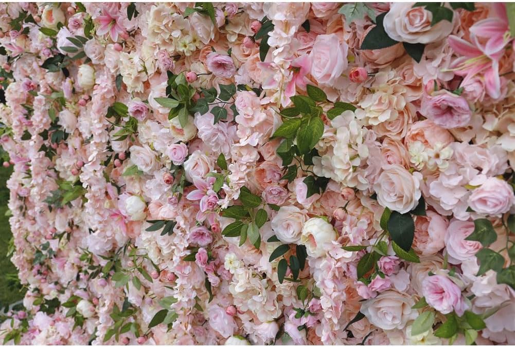 JIIPOREGJ Flower Wall Panel White & Roses Artificial Flower Backdrop for Wedding Party Flower Birthday Decorations,Hanging Artificial Flowers Wall Romantic Silk Ro
