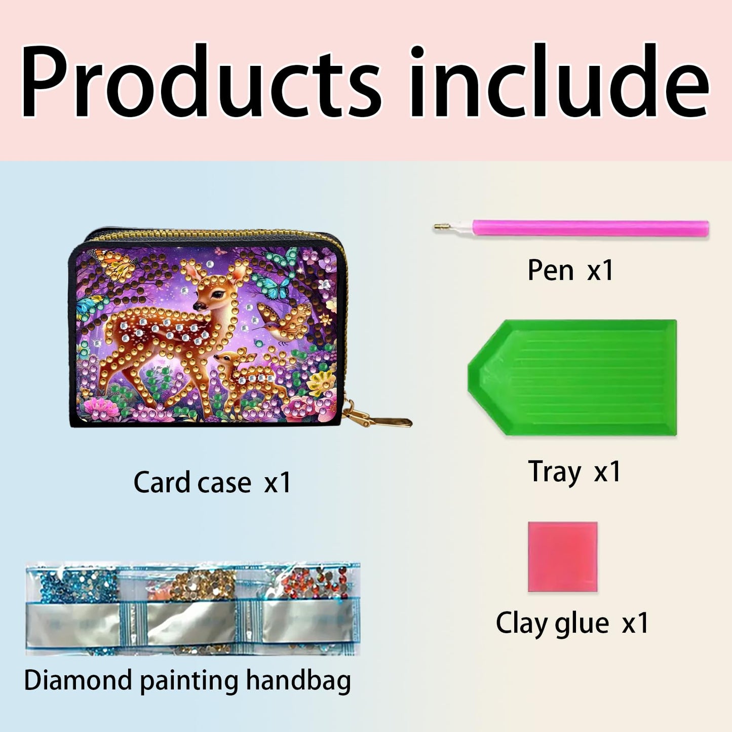 4pcs Butterflies Animals Pattern Diamond Art Painting Minimalist Wallet DIY Rhinestone Painting Art Kit Credits card Pocket Organizer Storage Bag Handmade Craft Gift for Holidays and Everyday Use