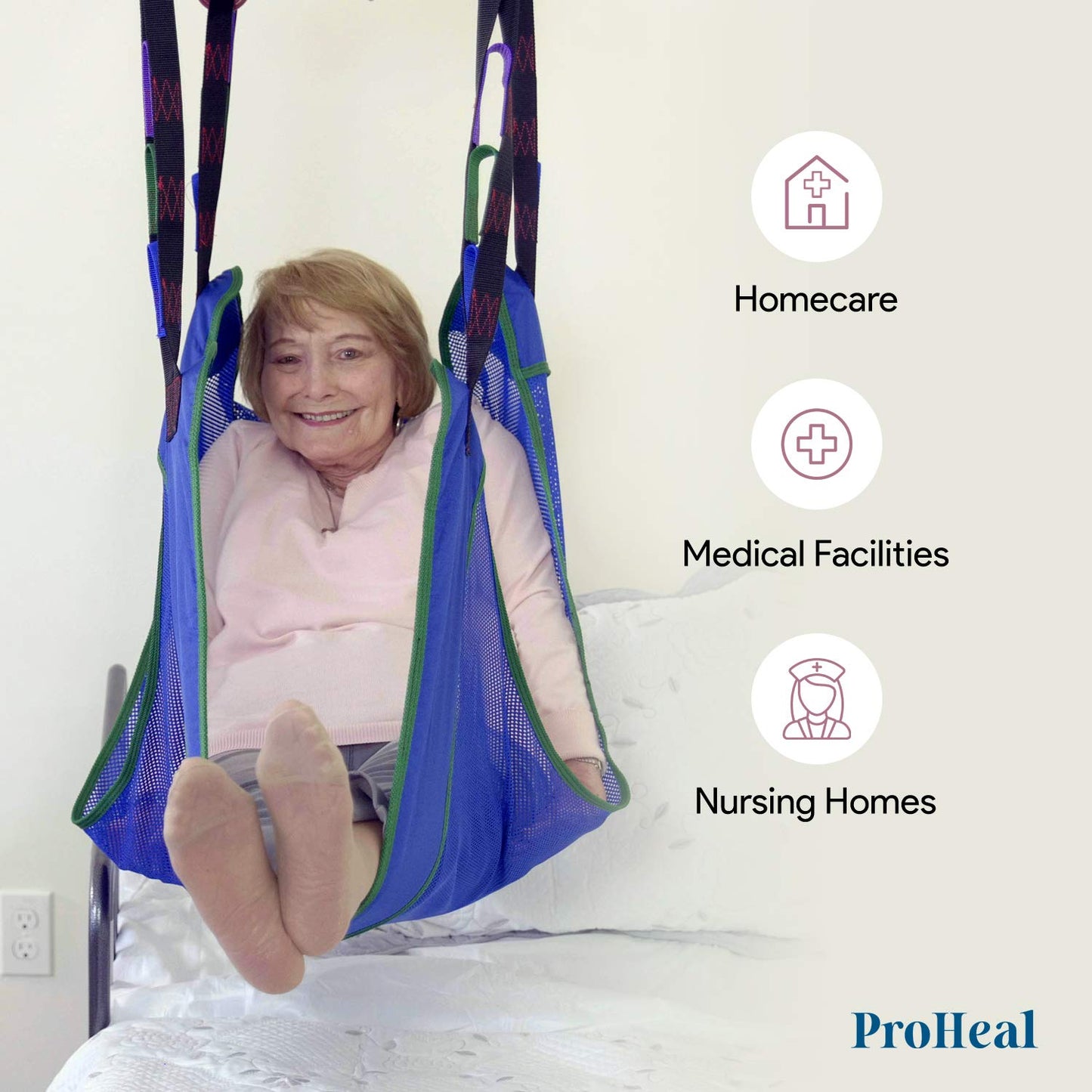 ProHeal Hydraulic Patient Lift - Manual Full Body Lifter for Handicapped, Senior and Immobile Patients - 6 Point Spreader, Chains Included, 450 lbs Capacity