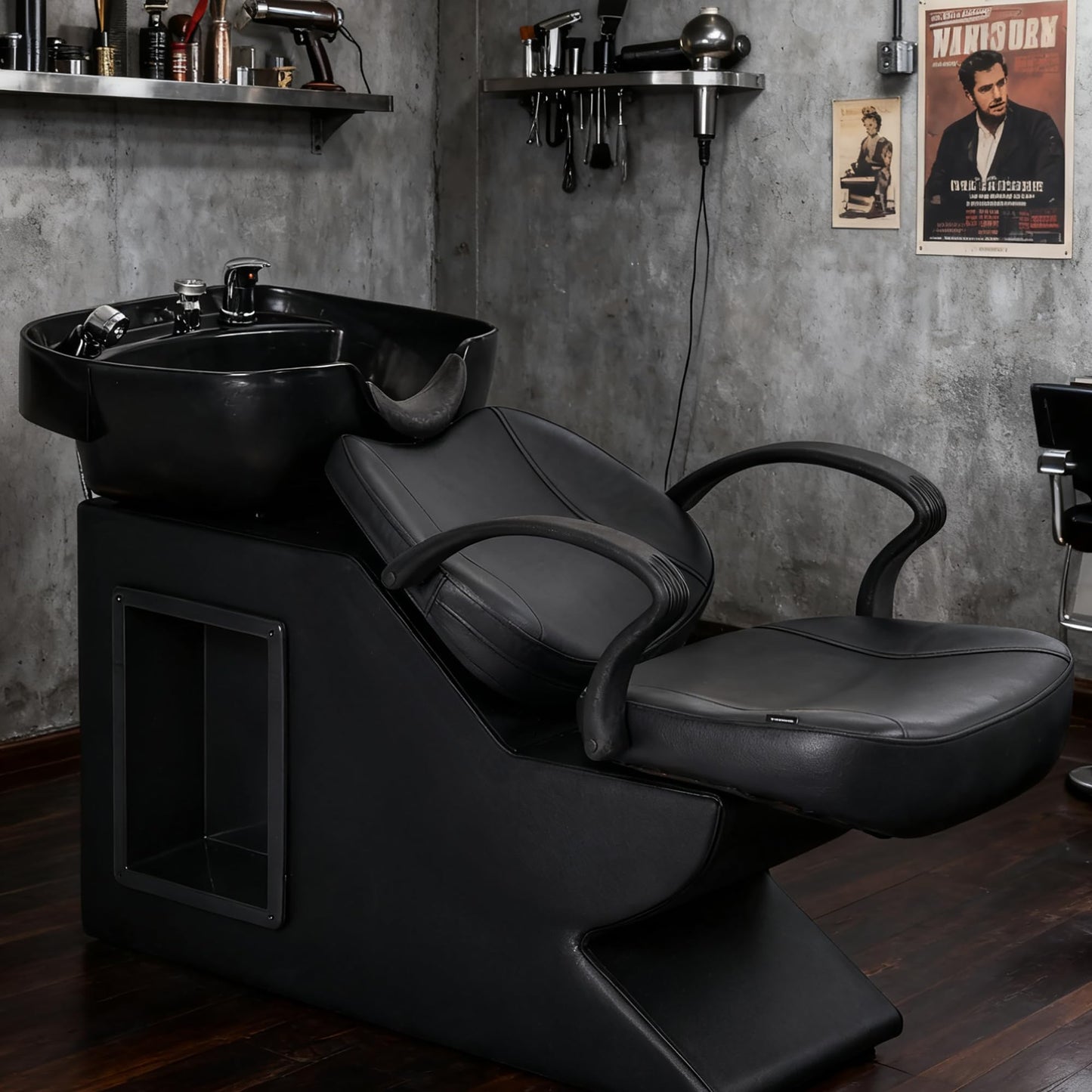 Seogwisam Shampoo Bowl and Chair Set for Salon, Backwash Barber Chair,ABS Plastic Shampoo Bowl Sink Unit w/Storage Box for Beauty Spa Barbershop