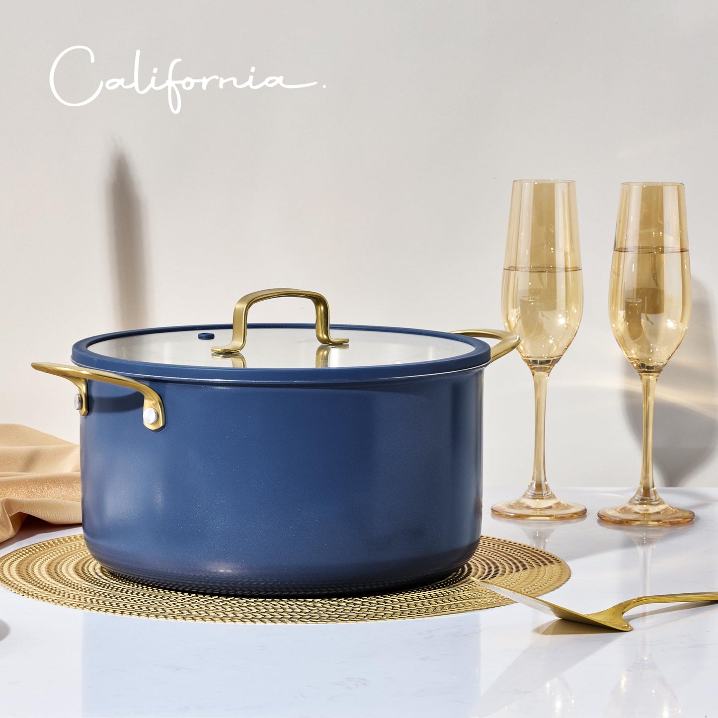 CAROTE 8QT Full Clad Tri Ply Stainless Steel Stock Pot with Lid, Kitchen Stockpot Soup Pot, Outer Ceramic Layer, Even Heating, All Stoves Compatible, Oven & Dishwasher Safe, Stay Cool Handle, Blue