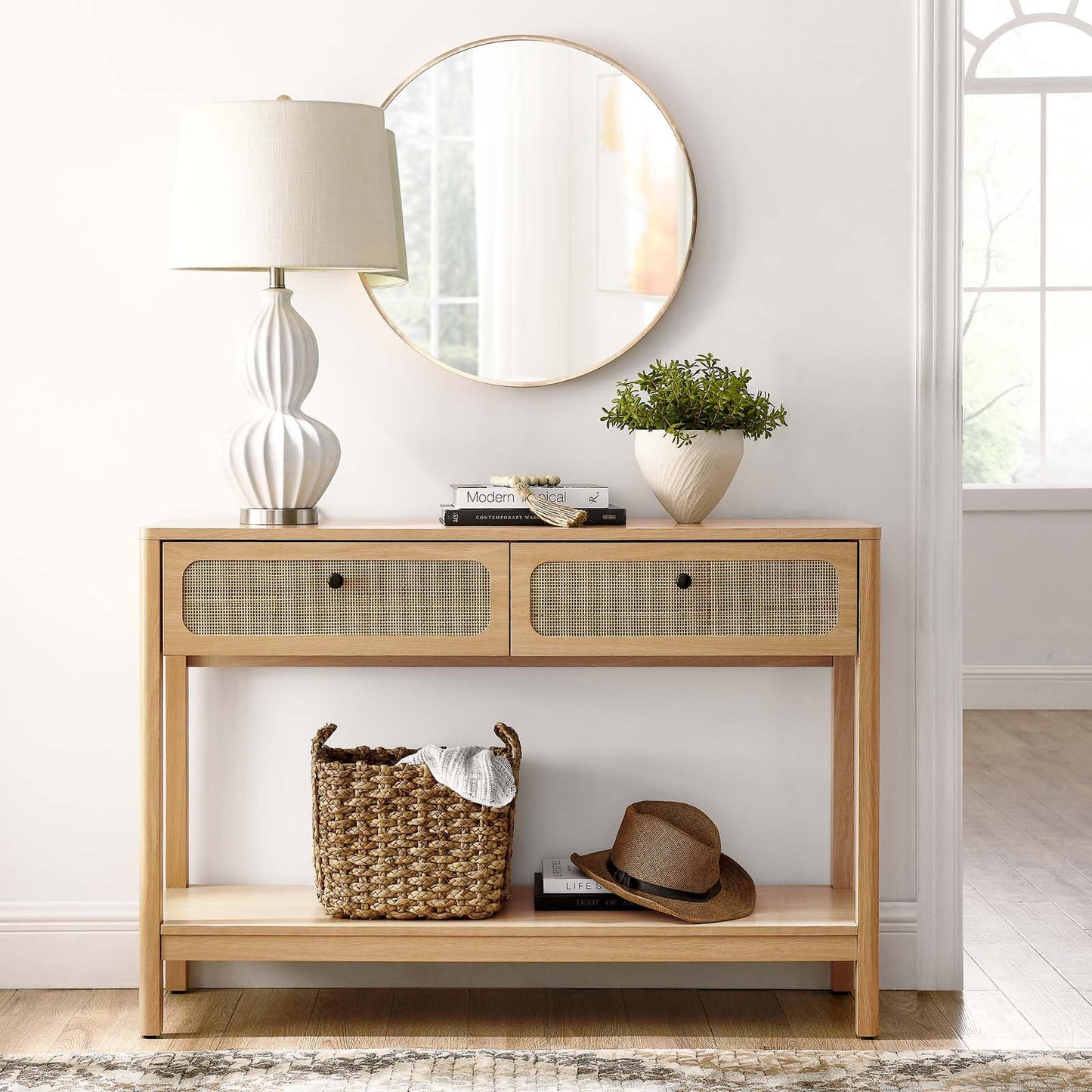 Modway EEI-6797-OAK Chaucer Wood Entryway Console Table, Oak