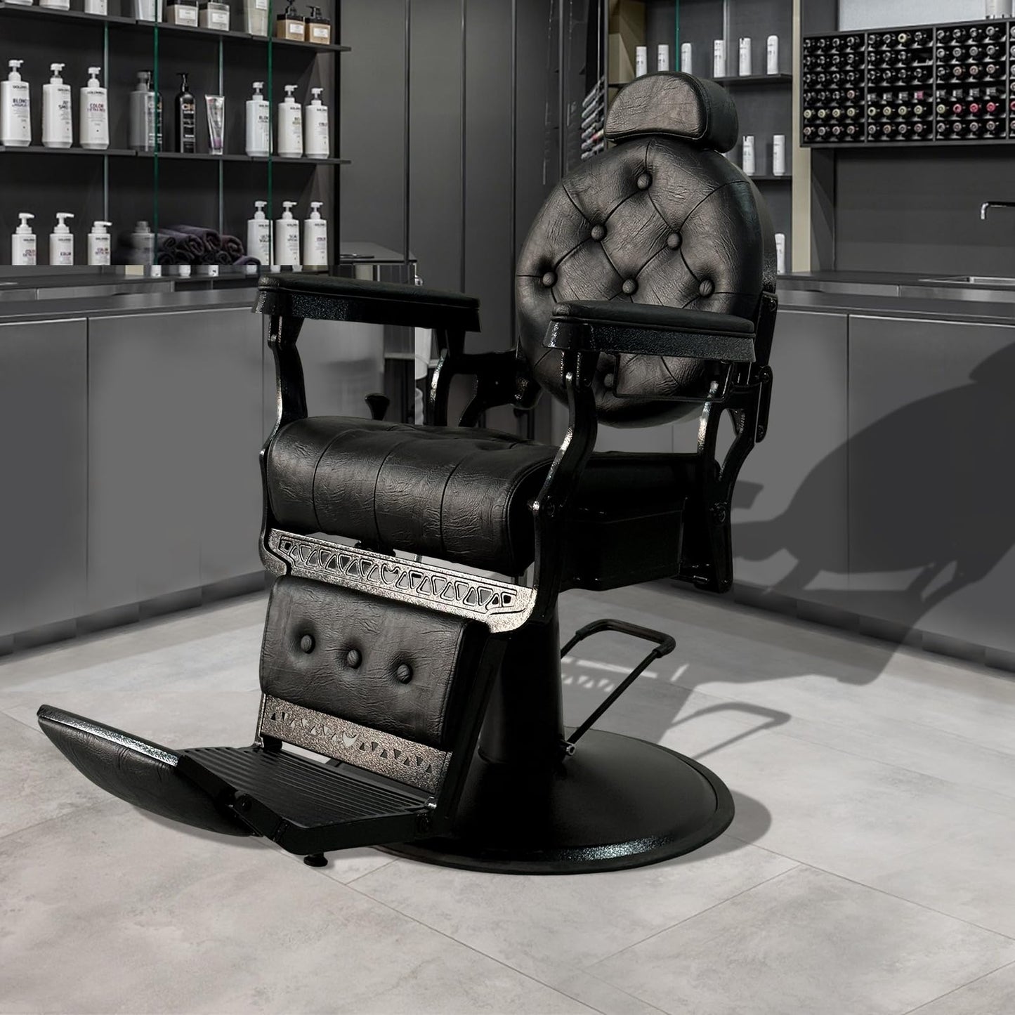 WINEDYOUNG Heavy Duty Vintage Recline Barber Chair All Purpose Reclining Salon Chair 360° Rotatable Barber Chair, Hydraulic with Headrest, Professional Salon Beauty Spa Shampoo Equipment