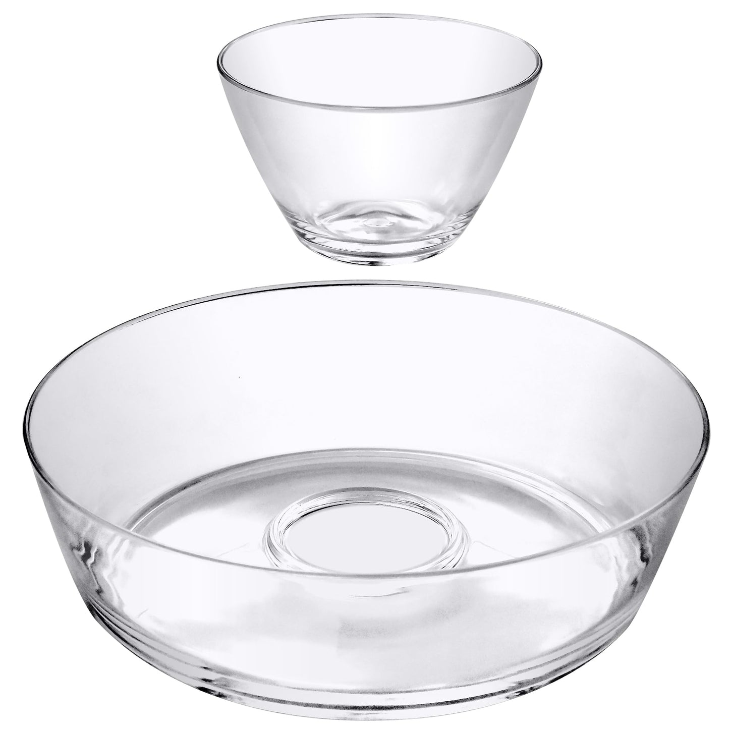 Amazing Abby - Charlie - Plastic Chip and Dip Bowl, Clear Serving Platter, Unbreakable Party Appetizer Tray, BPA-Free, Dishwasher-Safe, Great for Chips, Salsa, Veggies, Snacks, and More