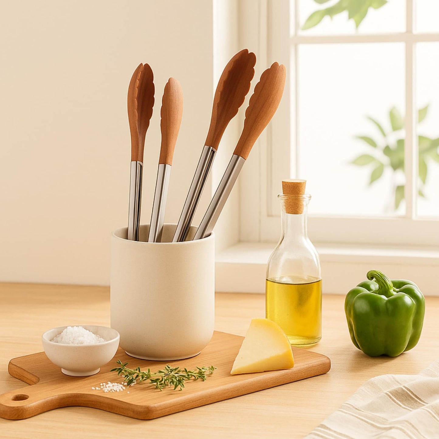 Honeydak 3 Pcs Wooden Tongs for Cooking 7" 9" 12" Wood Tip Serving Tongs with Locking for BBQ Salad Cooking and Grilling, Includes Anti-slip Handle with Hanging Hole