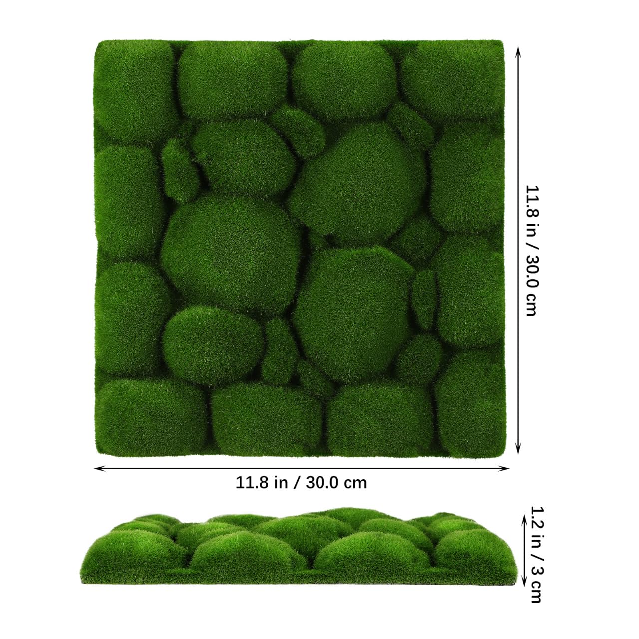 Baluue Artificial Moss Wall Panels 11.81 Inch Faux Green Wall Decor 2-Pack for Indoor Outdoor Landscape Plant Accent Easy Install Micro Moss Backdrop