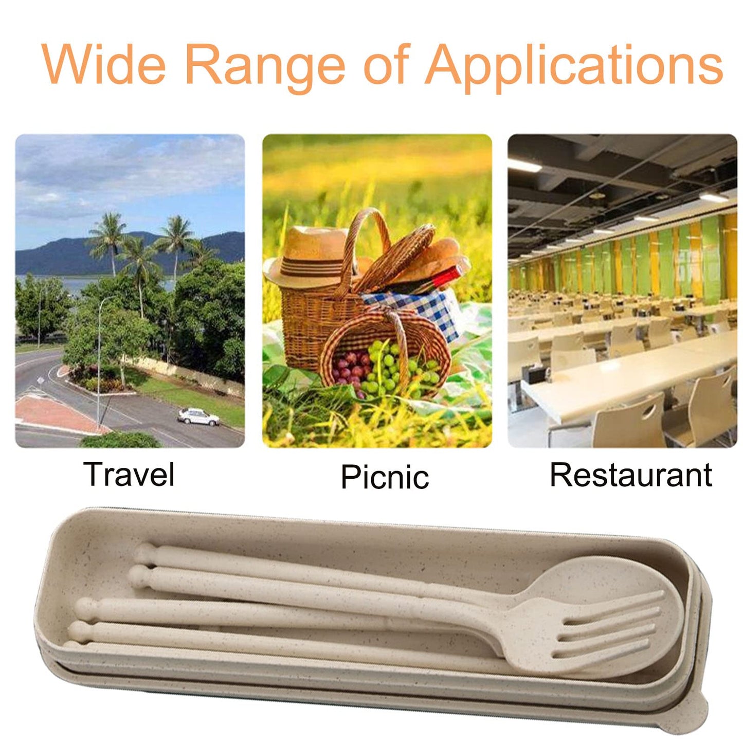 MITRIE 8-Color Wheat Straw Portable Utensil Set with Case – Reusable Travel Cutlery Set for Camping, Office, Picnic – Includes Spoon, Fork, Knife, Chopsticks