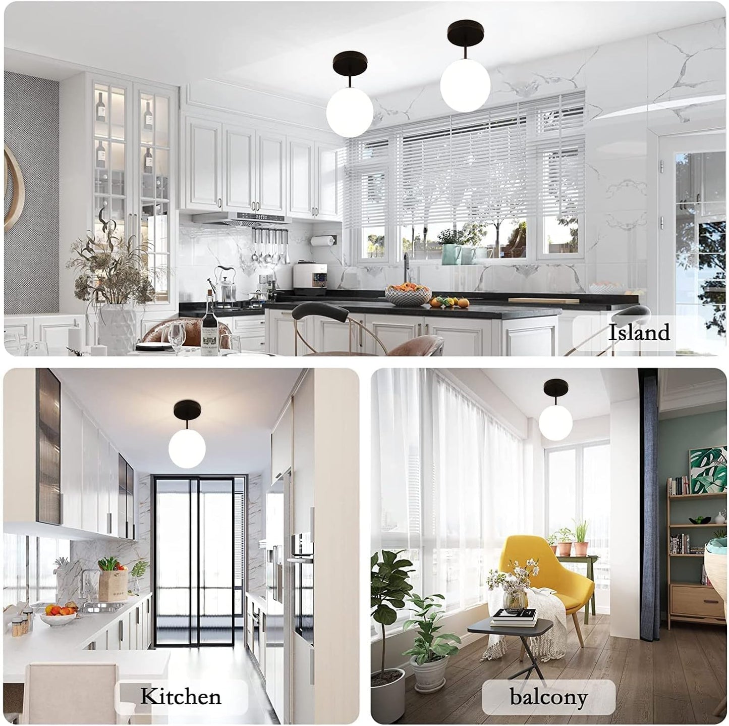 KoKo&Yukina 6 Inch Milk White Glass Globes Shade Frosted Replacement Glass Shades - 2.67" Fitter Opening - Lighting Fixture Replacement