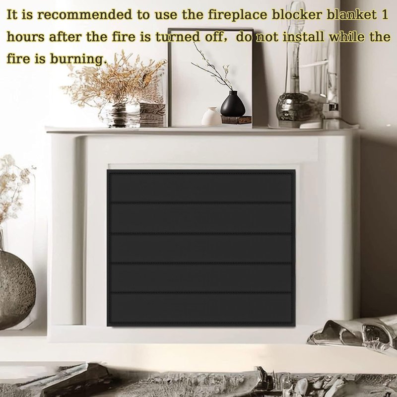 Magnetic Fireplace Blanket for Heat Loss Indoor Fireplace Covers Keep Drafts Out Stops Heat Loss Fireplace Draft Stopper with Built-in 12 Strong Magnet for Iron Fireplace Frame Fireplace Screen 36x32"