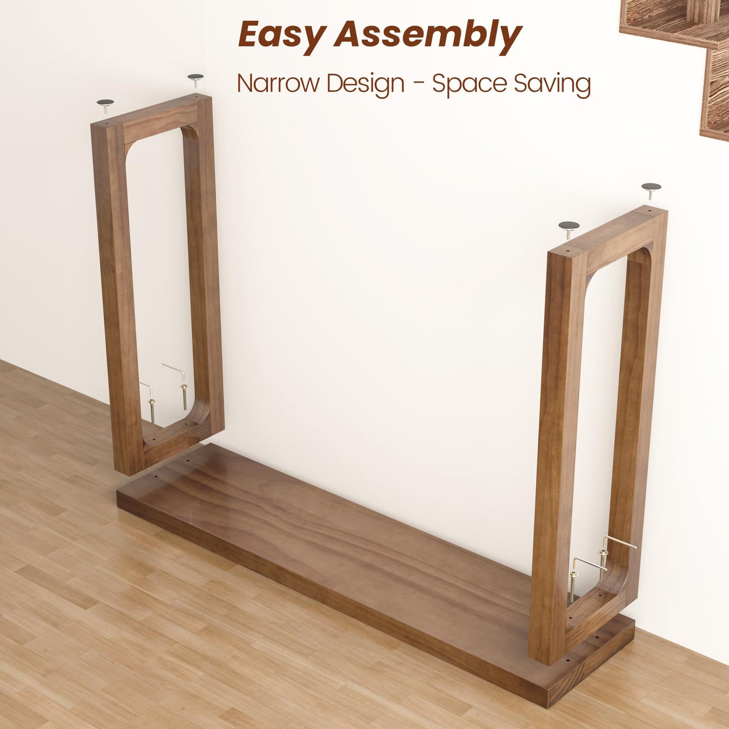 ENPKLUTE Solid Wood Console Table - Narrow Entryway Table, 47.2 Inch Sofa Tables Behind Couch, Farmhouse Console Tables for Entryway, Hallway, Living Room, Foyer, Easy Assembly - Walnut