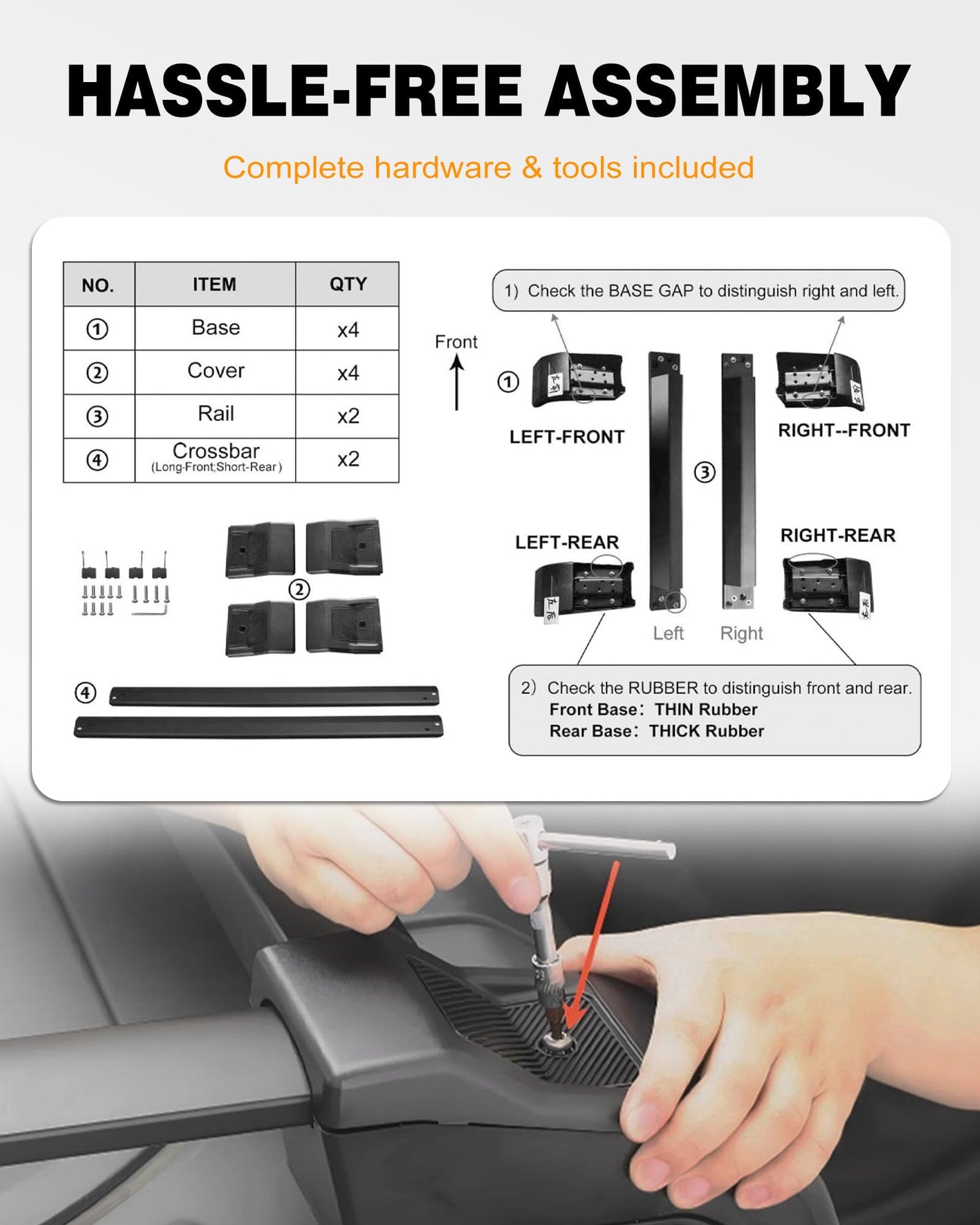 Snailfly Roof Rack Cross Bars 4PCS for Ford Bronco 2021-2026 Hard Top Only 2-Door & 4-Door - Aluminum Rooftop Cargo Luggage Carrier, Low Profile, (Not for Bronco Sport,Raptor, 4Door Badlands 2.7L)