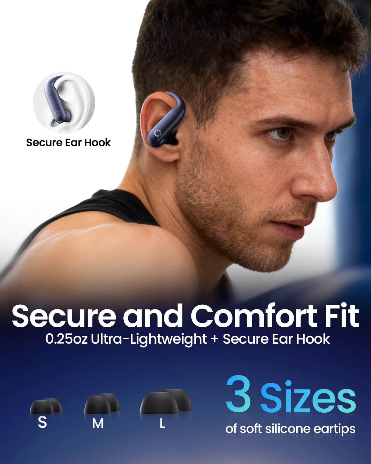 LEEMC Wireless Earbuds, Bluetooth Headphones 6.0, Ear Buds with Touch Screen, ANC ENC Noise Cancelling, 40H Bass Stereo Sound Over-Ear Earphones for iOS, Android, Sports, Workout,Darkblue