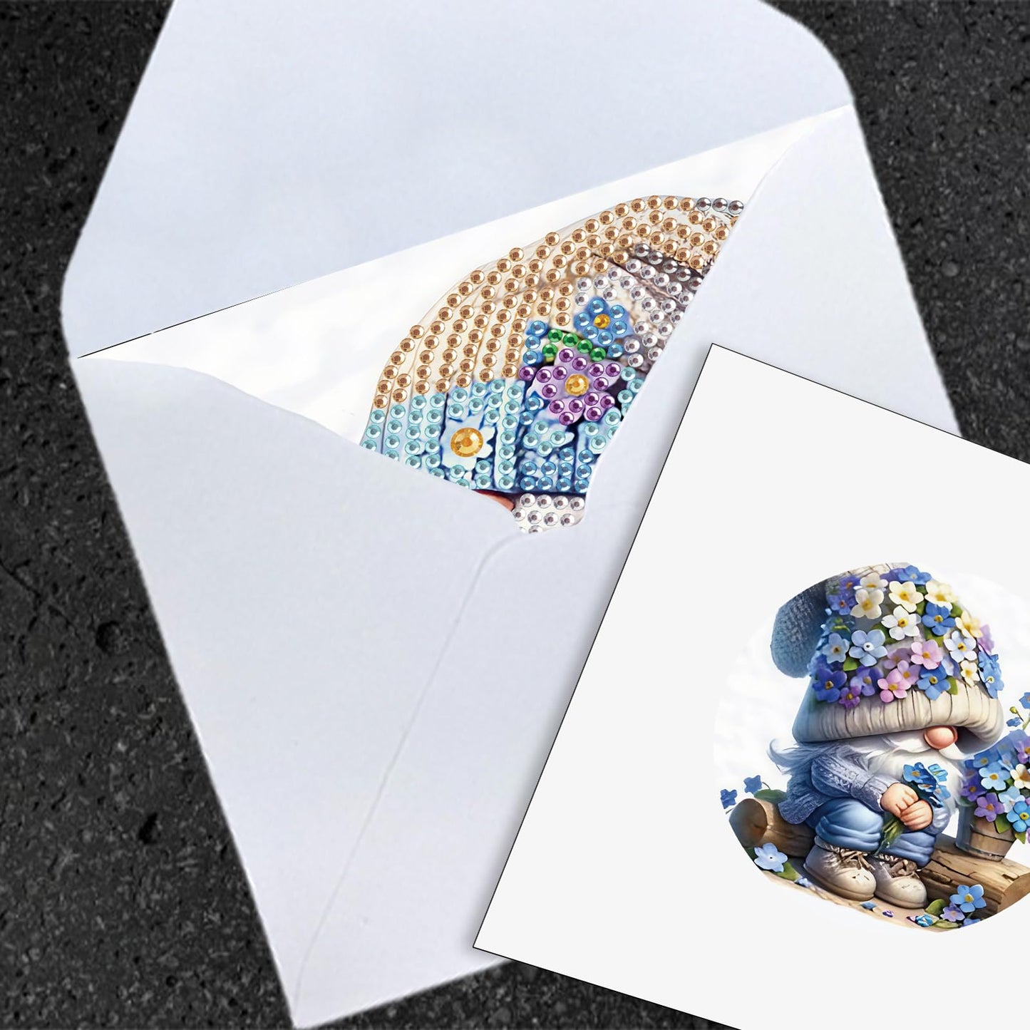 JISHSHAY 6 PCS Gnome Diamond Painting Greeting Cards Flower Diamond Art Birthday Cards with Envelopes Gem Painting Mosaic Kits for Adults, for Anniversary Valentine Thank You Graduation All Occasion