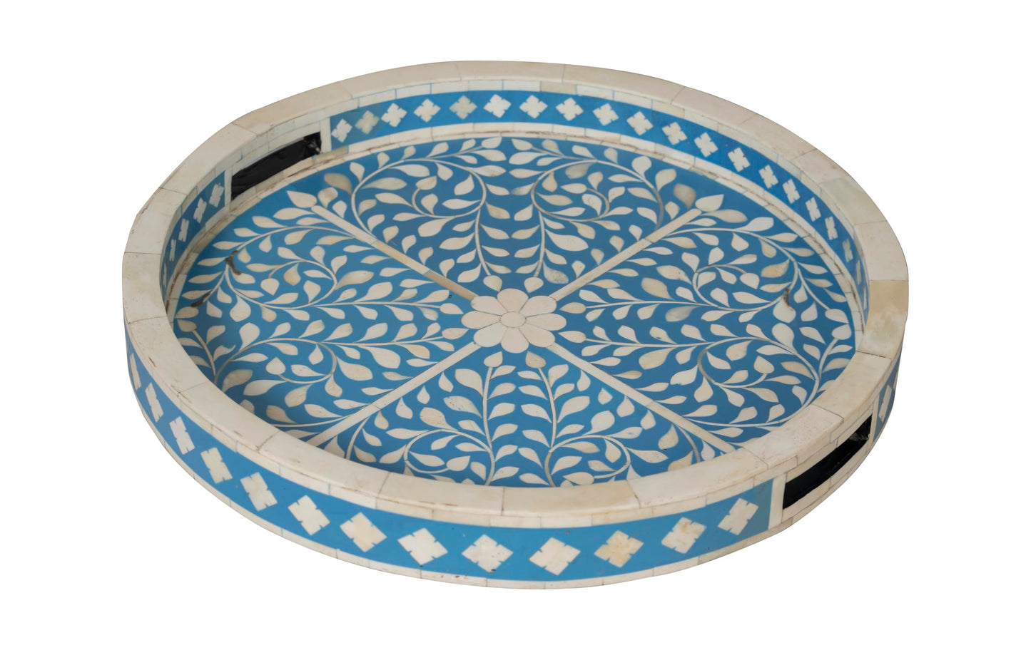 Handcrafted Bone Inlay Serving Tray Elegant Wooden Tray with Intricate Bone Inlay Patterns, Ideal for Serving Drinks, Snacks, and Home Décor