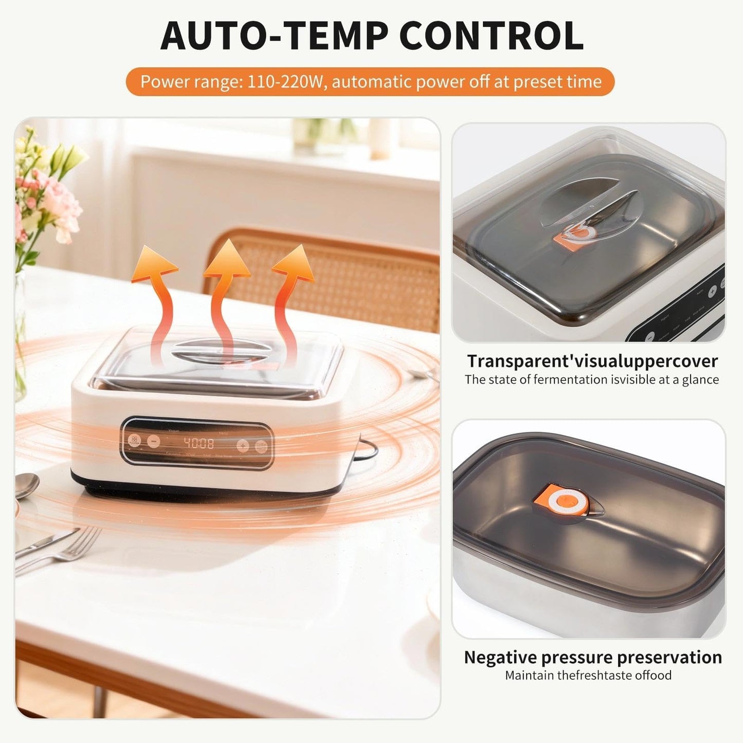 Yogurt Maker with Timer and Temperature Control, Fully Automatic for Home Use. Perfect for Making Greek Yogurt and Probiotic Yogurt, Equipped with an Automatic Shut-off Function