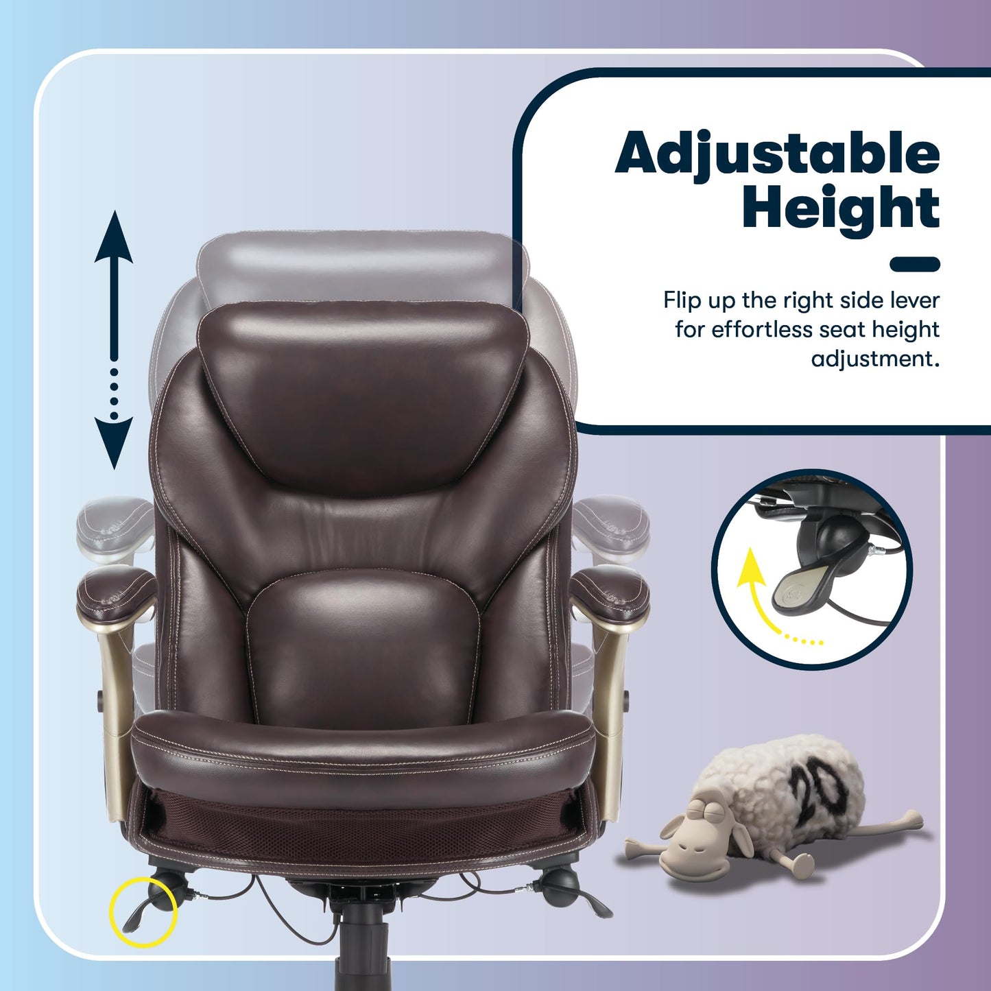 Serta Claremont Ergonomic Executive Office Chair with Back in Motion Technology, Adjustable Mid Back Desk Chair with Lumbar Support, Bonded Leather, Chestnut Brown