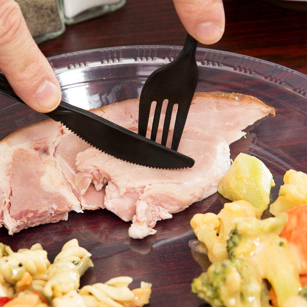 150 Plastic Cutlery Packets - Knife Fork Spoon Napkin Salt Pepper Sets | Black Plastic Silverware Sets Individually Wrapped Cutlery Kits, Bulk Plastic Utensil Cutlery Set Disposable To Go Silverware