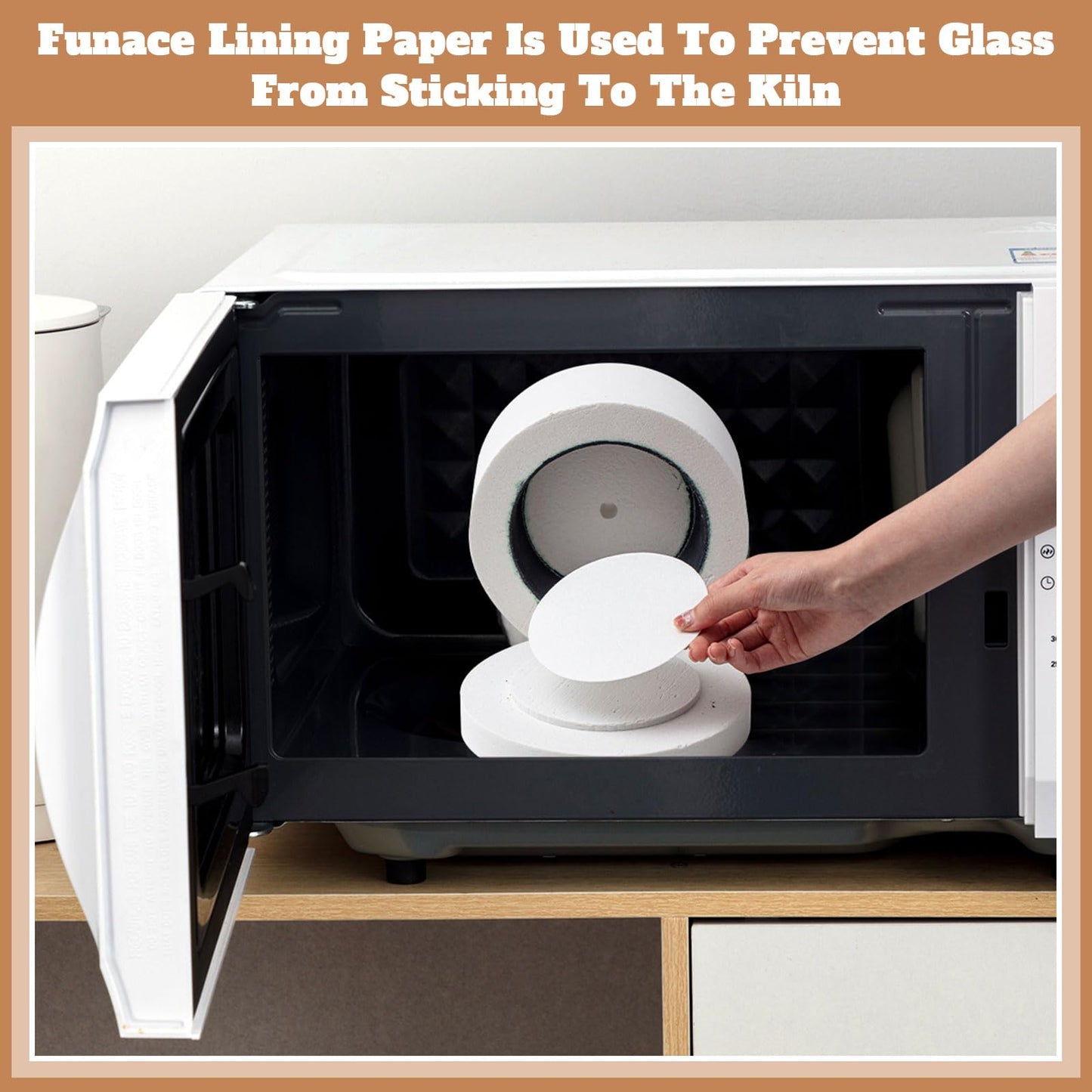 Tujoe 1 Pcs Large Microwave Kiln with 50 Pcs Kiln Paper Professional Glass Jewelry DIY Tools Pottery Kit for Home Use Glass Fusing Melting Jewelry Making Fuseworks Beginners