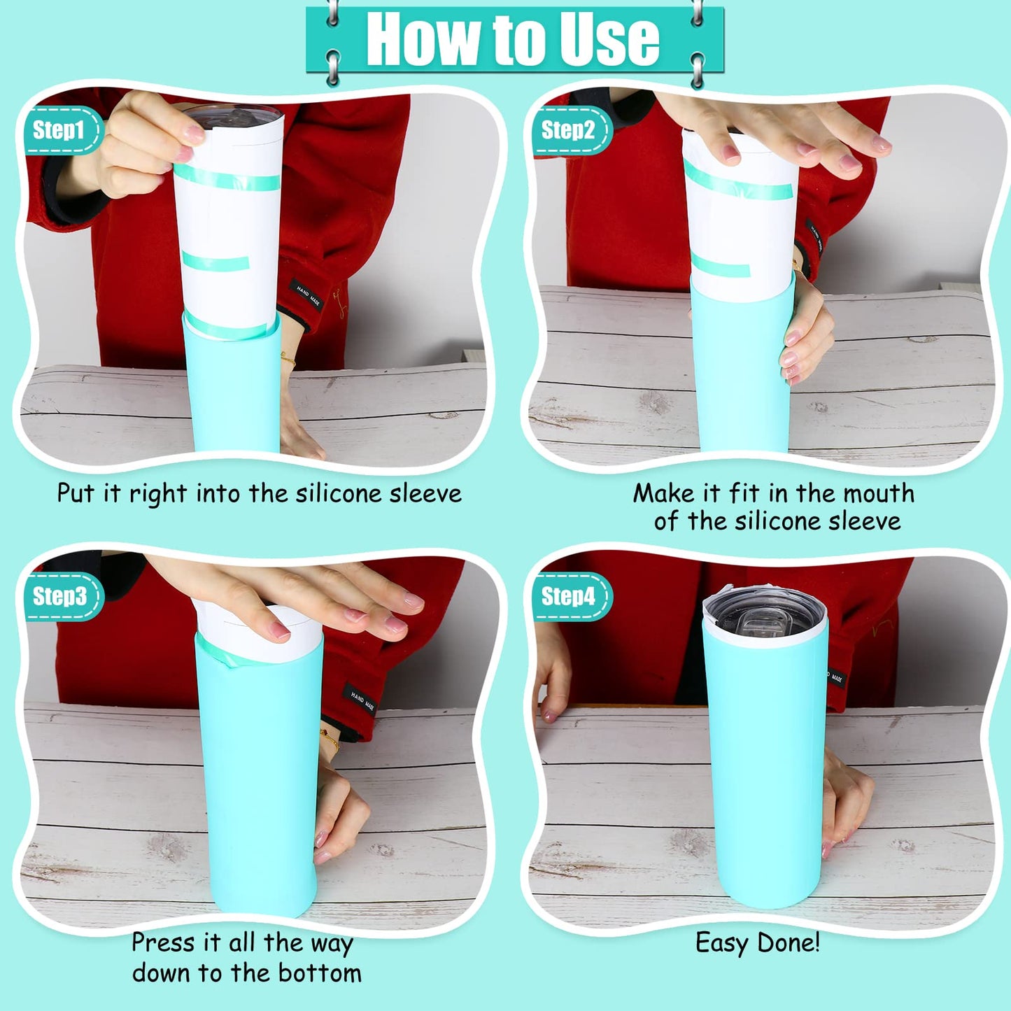 Hysagtek 2 x Sublimation Silicone Wraps for Tumblers 20oz Seamless Sublimation, Silicone Tumbler Wraps, Silicone Sleeves for Sublimation, with Gloves, Heat Tape for Sublimation Tumbler Heat Press