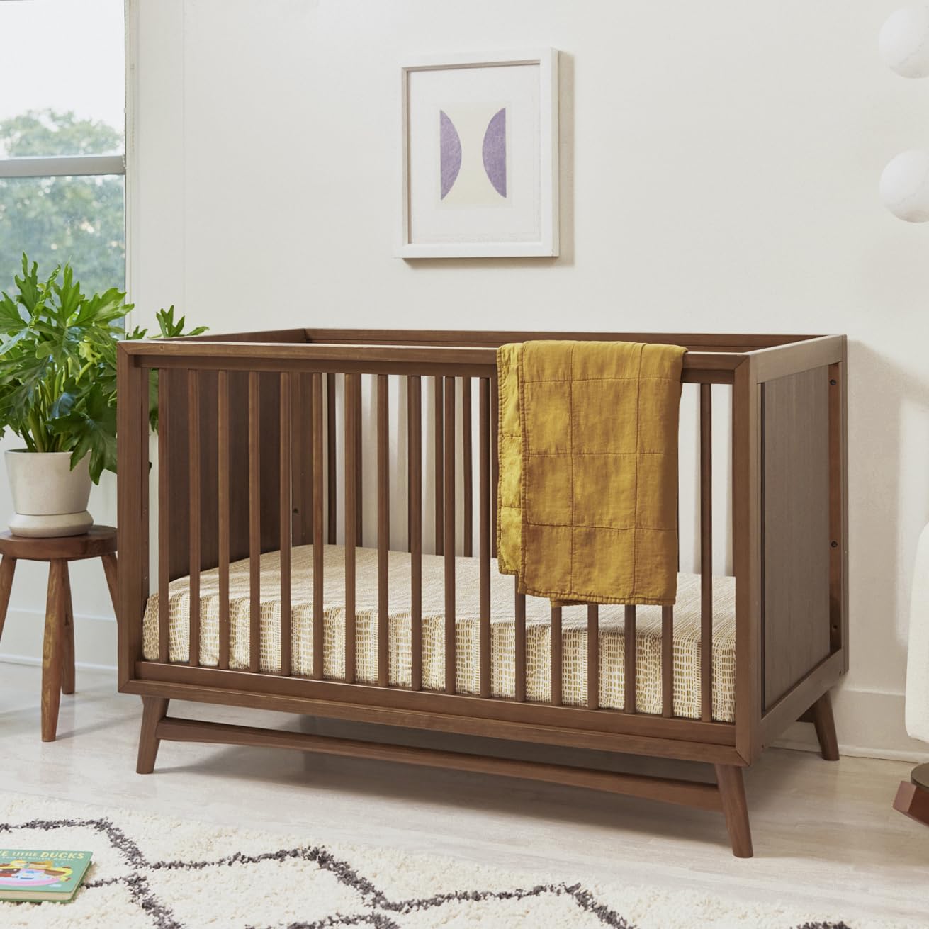 Babyletto Peggy 3-in-1 Convertible Crib with Toddler Bed Conversion Kit in Natural Walnut, Greenguard Gold Certified