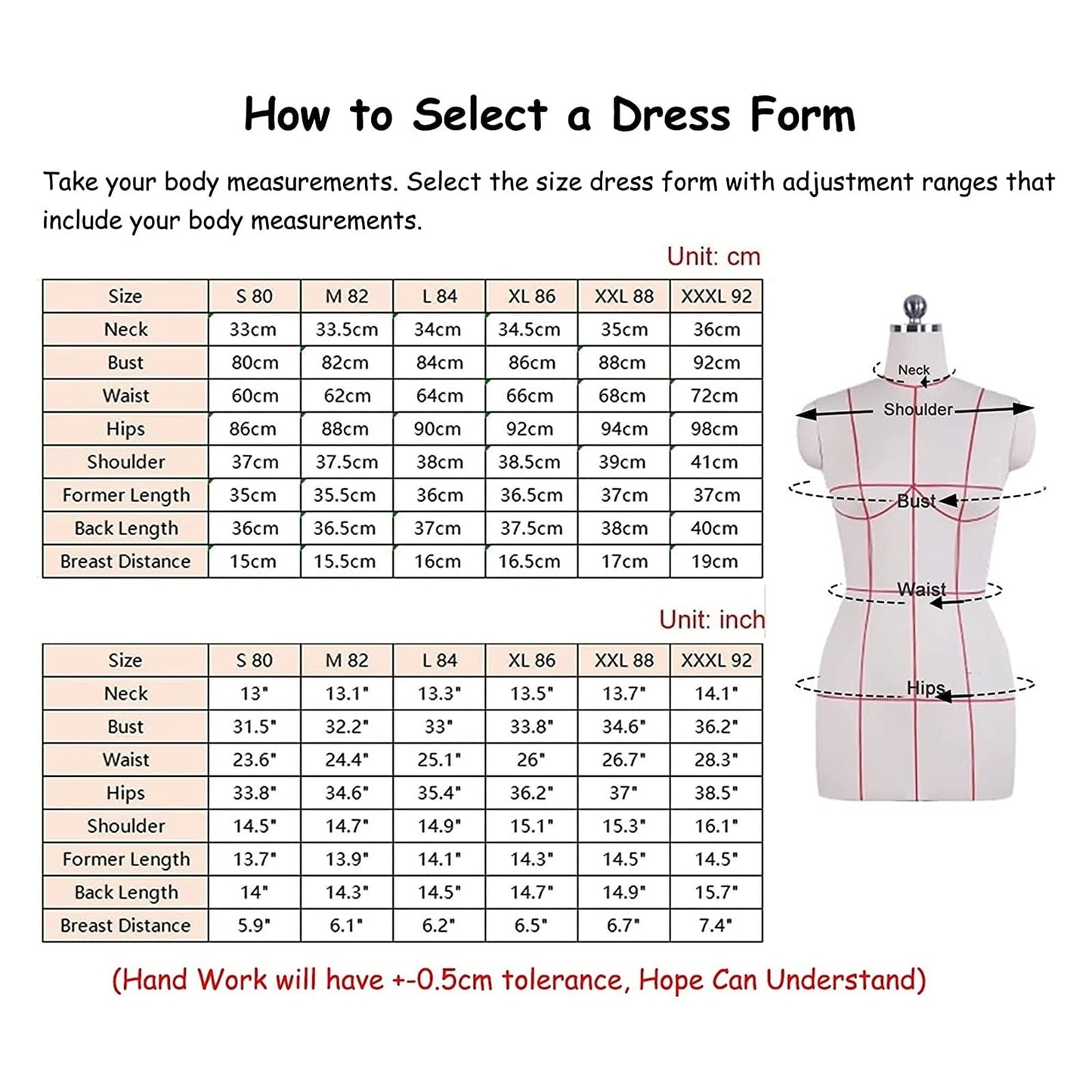 XYIANG Off White Pinnable Sewing Mannequin Dressmakers Dress Upgraded School Workshop Dressmaker Dummy Adjustable Premium Manikin,Style2-M (Style2 S)