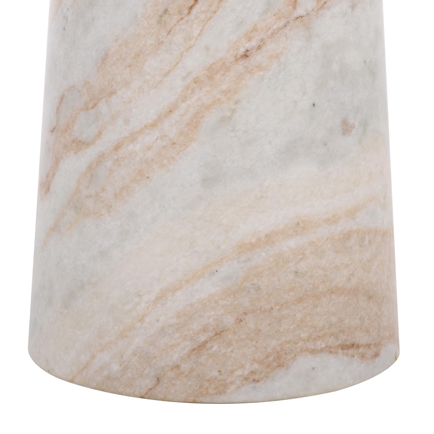 SAFAVIEH Couture Collection – Glendale White & Brown Round Marble Accent Table, Stone Pedestal Side Table, Modern Sculptural Design (SFV9766A)