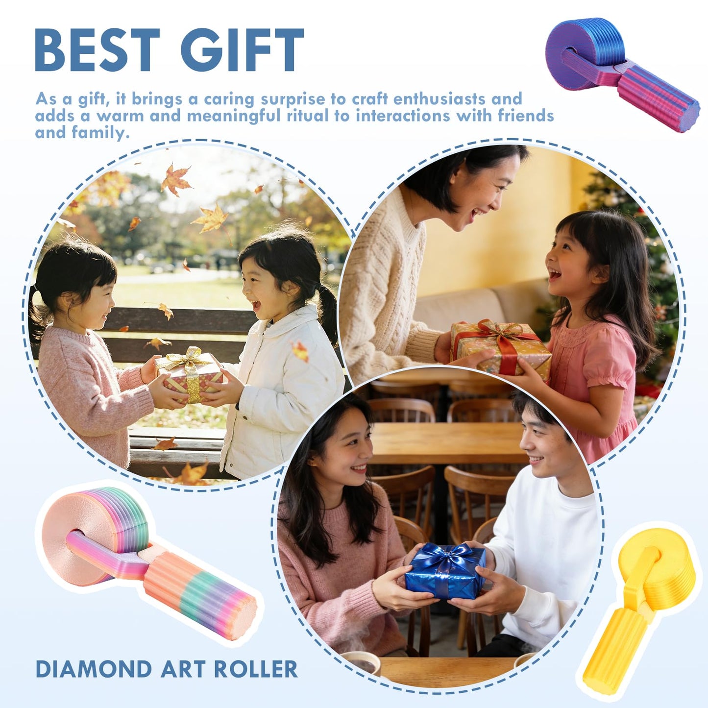 EVOCKAY Diamond Painting Roller Tool - Enhance Your DIY Crafts with Rhinestone Embroidery & Accessories(Rainbow Blue Yellow)