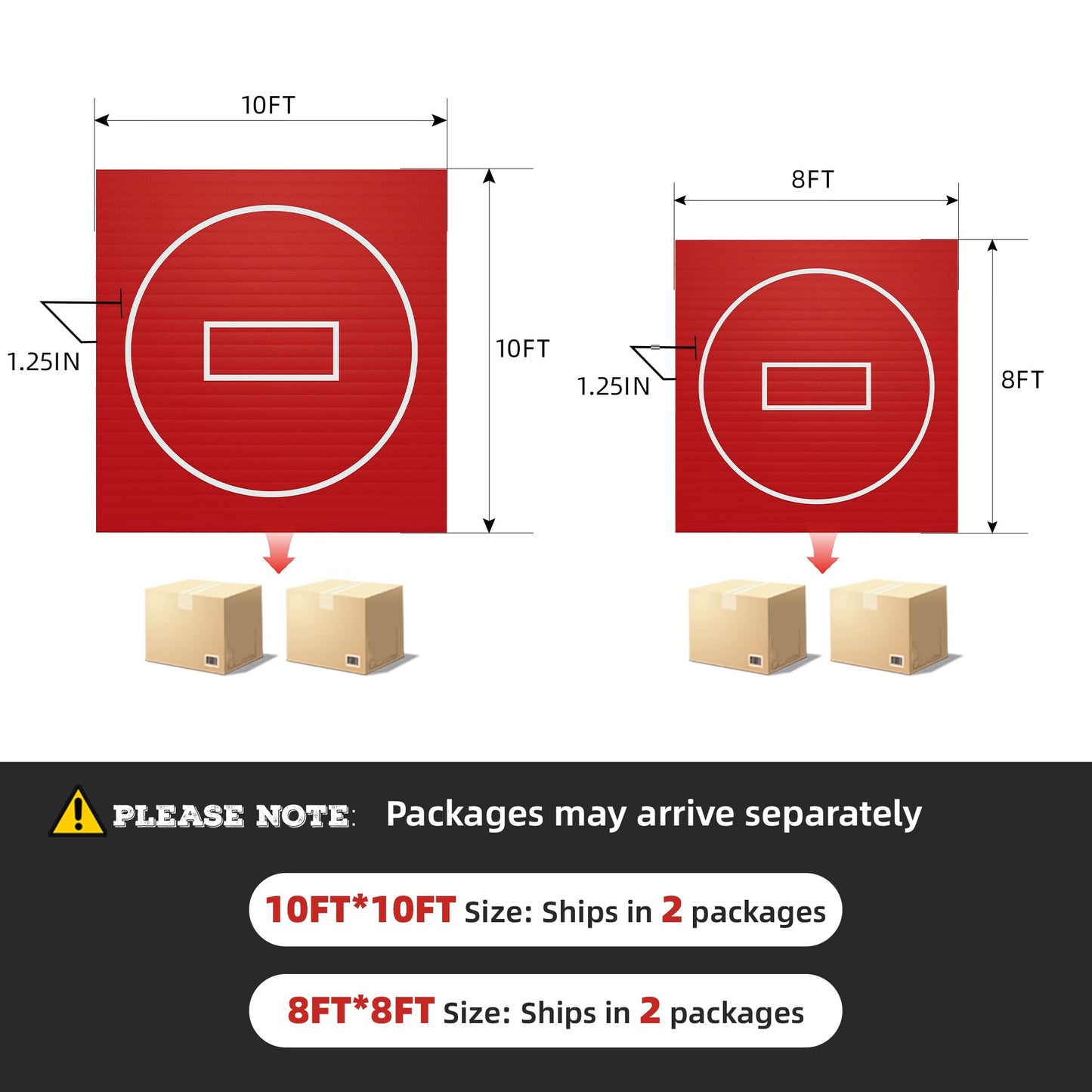 HFPFTS Wrestling Mat for Home, 8’x 8’x 1.25” Wrestling Mat, Safe Wrestling & Play Mat for Kids and Family, Jiu Jitsu, BJJ, MMA, Wrestling Mats, Martial Arts, Tumbling, Easy Clean, Gym Mat, Red