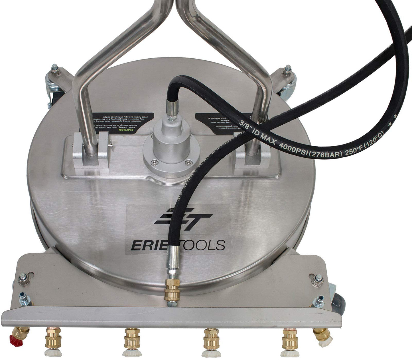 21" Stainless Steel Surface Cleaner with Wheels, 4 Nozzle Front Spray Bar, Side Nozzles, Pressure Washer Attachment