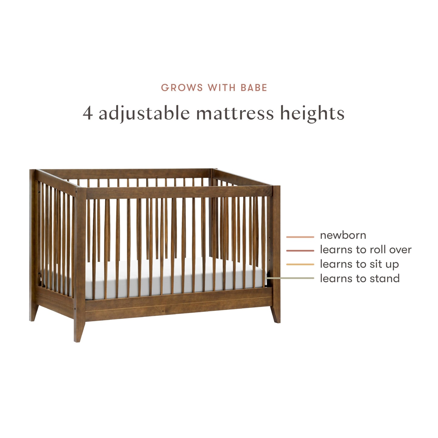 Babyletto Sprout 4-in-1 Convertible Crib with Toddler Bed Conversion Kit in Natural Walnut, Greenguard Gold Certified