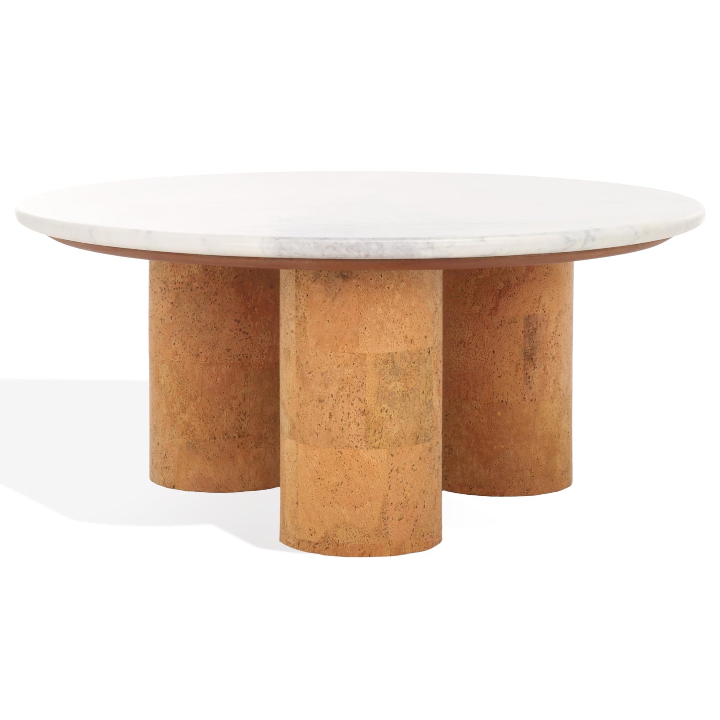 SAFAVIEH Couture Collection Marilynn White Marble/Cork 3-Leg Round Top Coffee Table