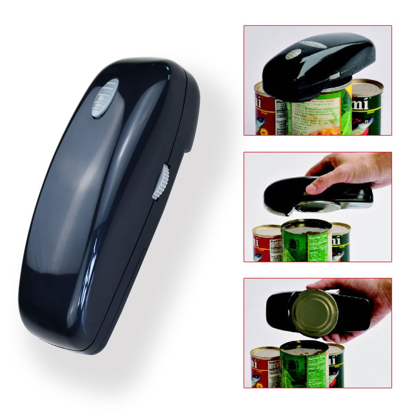 Black One Touch Electric Can Opener with Smooth Edge, Kitchen Gadget Automatic Can Opener for Seniors with Arthritis, Food Safety Battery Operated Can Opener for Almost All Can Sizes