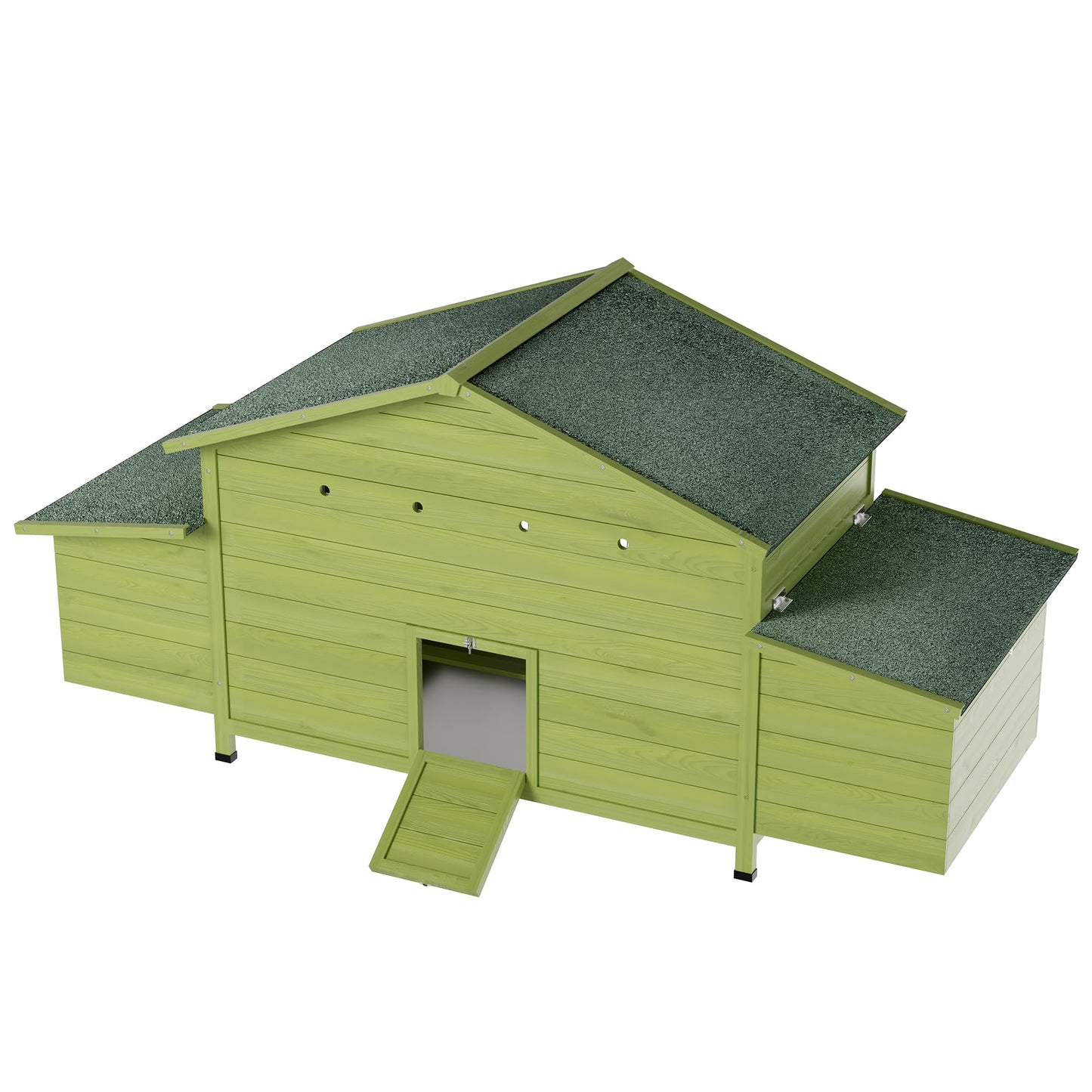 KEIKI Large Wooden Chicken Coop for 6-8 Chickens, Outdoor Hen House, Poultry Pet Hutch Cage with 2 Nesting Boxes, 2 Free-Range Doors, Perch, Pull-Out Tray, Green