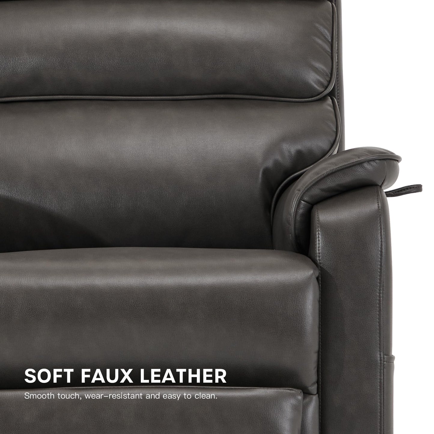 DYNOX 400 LBS Big Tall Man Large-Wide Power Dual Motor Lift Recliners Chairs for Elderly, Lay Flat Lift Chair with Infinite Positions, Heat & Massage, Extended Footrest (9298L,Faux Leather,Grey)