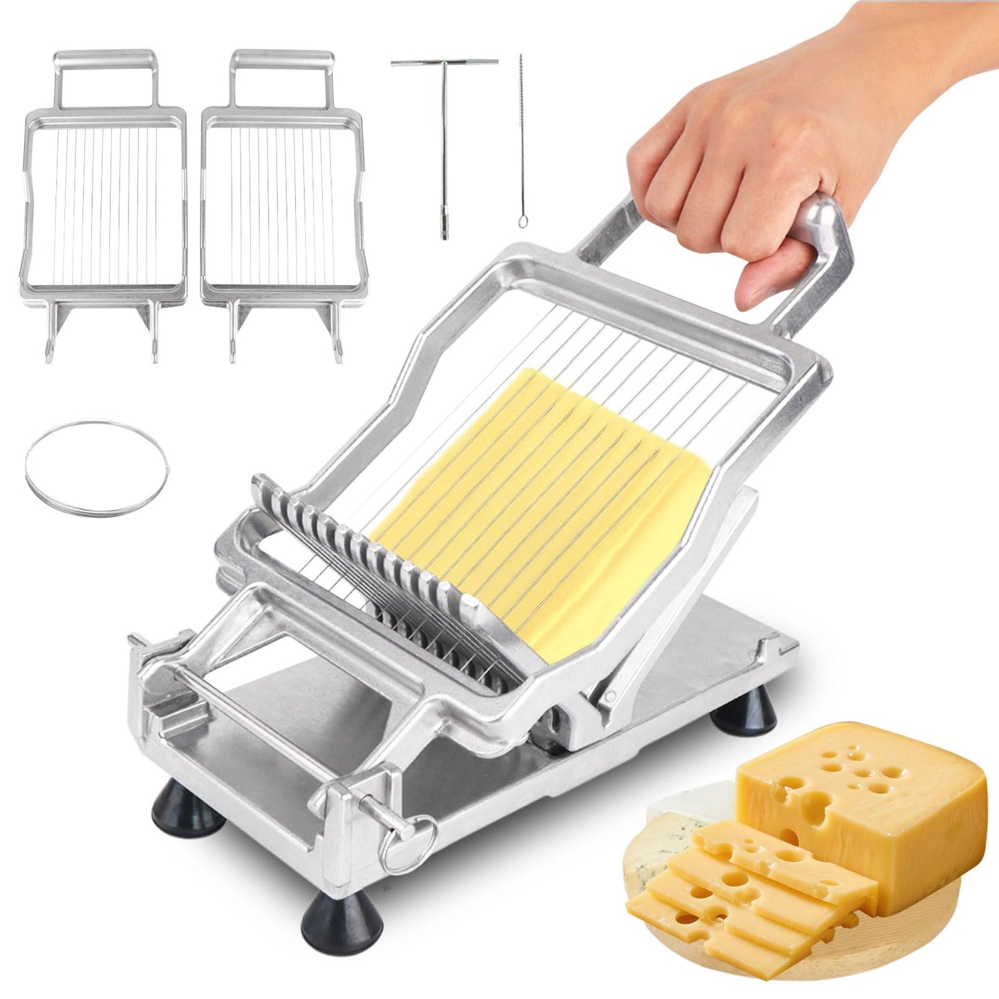 Commercial Cheese Slicer With Wire1 cm & 2 cm Cheese Cutter Butter Cutting Board Machine Aluminum Alloy Commercial Cheese Slicer with 316 Stainless Steel Wire Kitchen Cooking Baking Tool