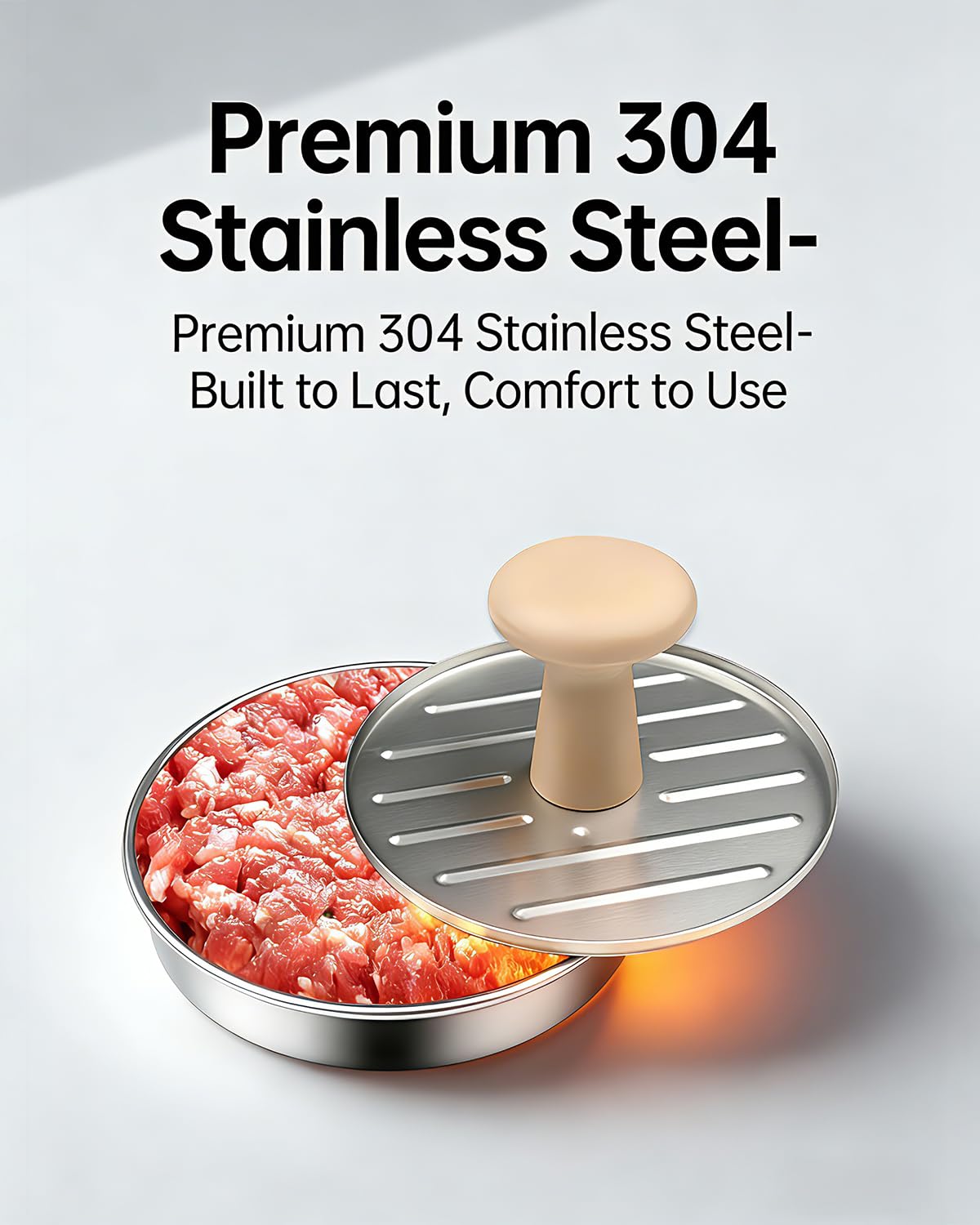 DSTHISAR Burger Press, 5”Stainless Steel Hamburger Press Patty Maker, Non-Stick Hamburger Press for Making Patties, for Grilling and Cooking, Comes with 100 Pieces of Wax Paper