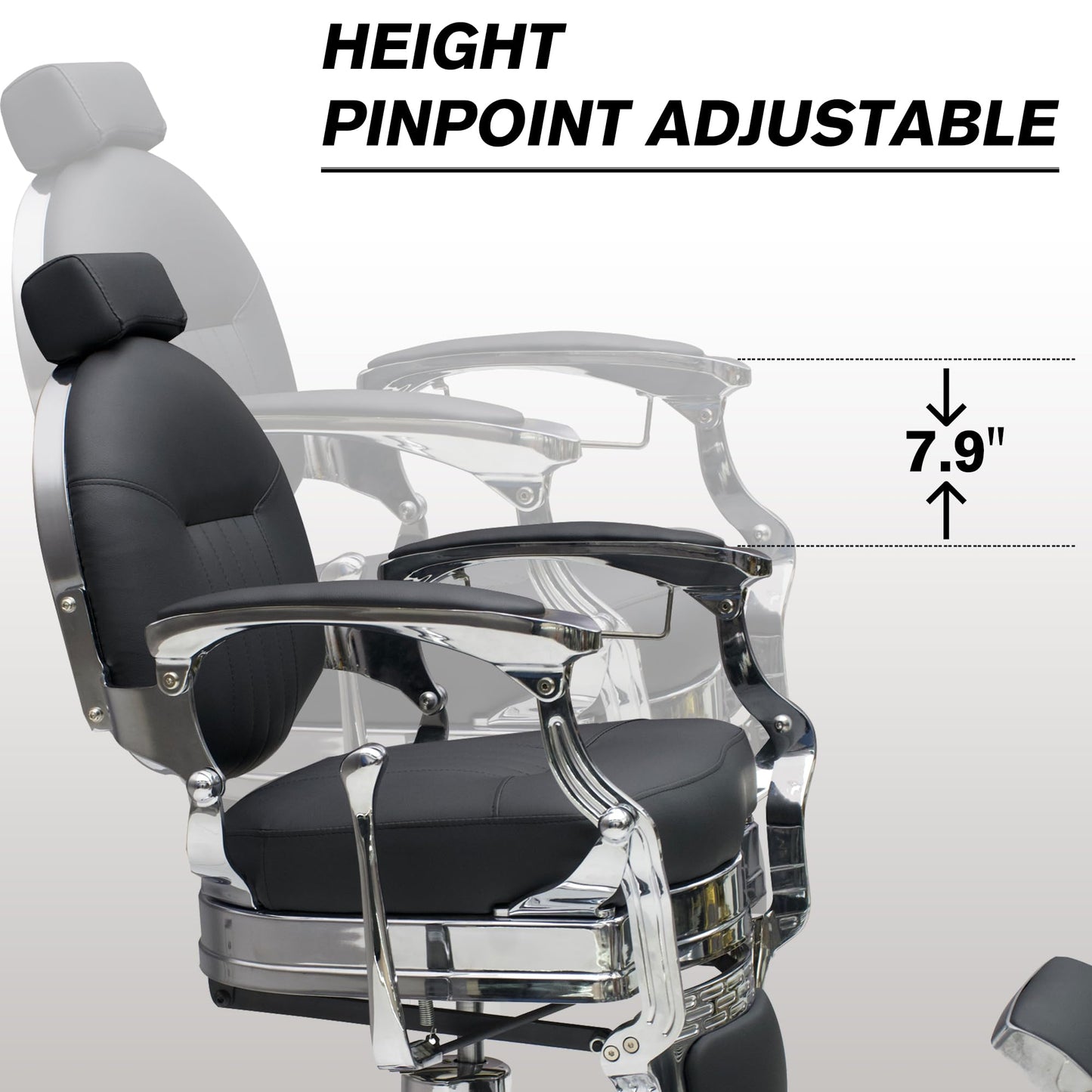 Professional Barber Chair - Hydraulic Salon & Tattoo Chair, 550lb Capacity, 360° Swivel & 160° Recline, Adjustable Headrest (Vintage Silver)