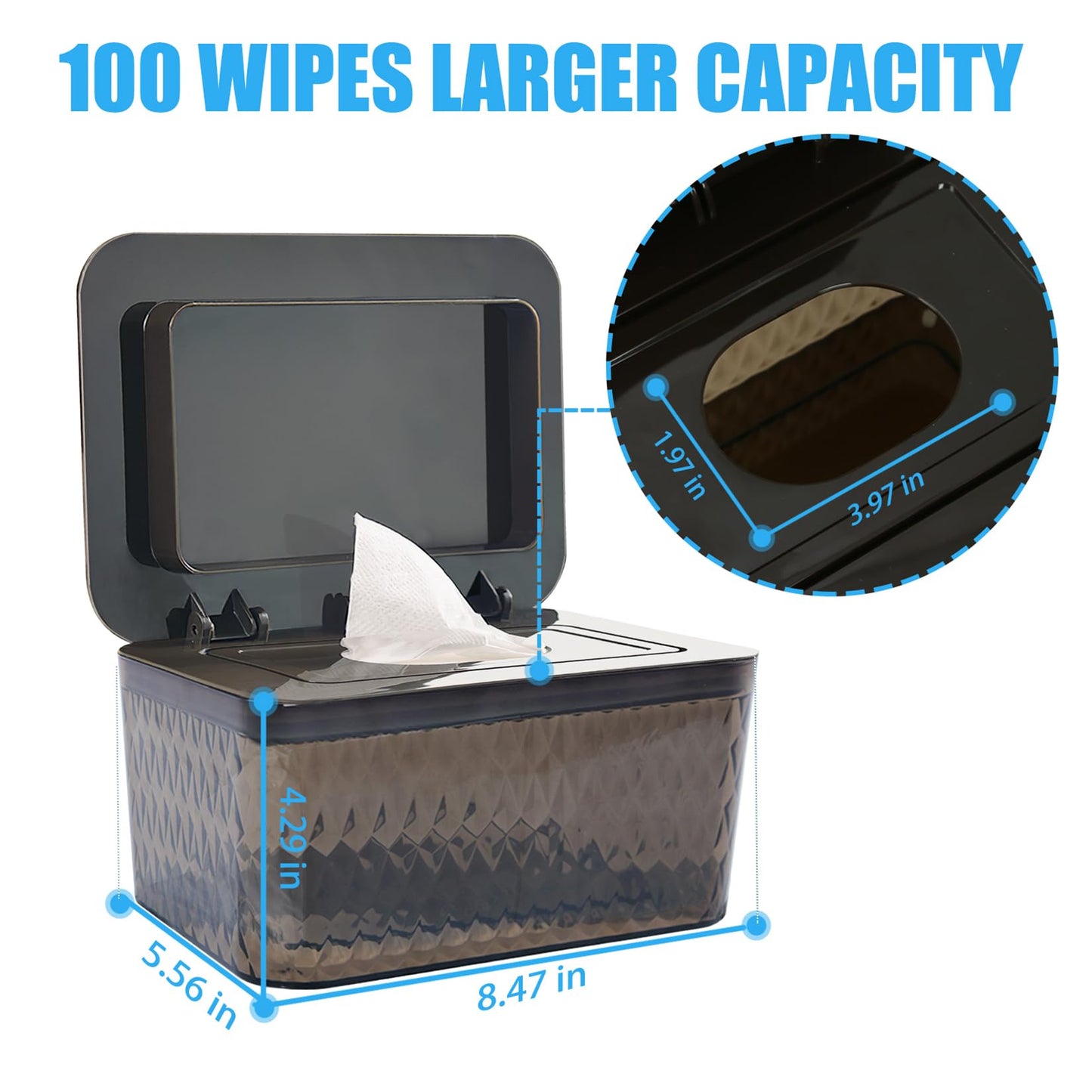 AWGOU Wet Baby Wipes Dispenser - Large Capacity Wipe Holder Seal-Designed Dust-Proof Wet Wipes Container Keep Diaper Wipes Fresh