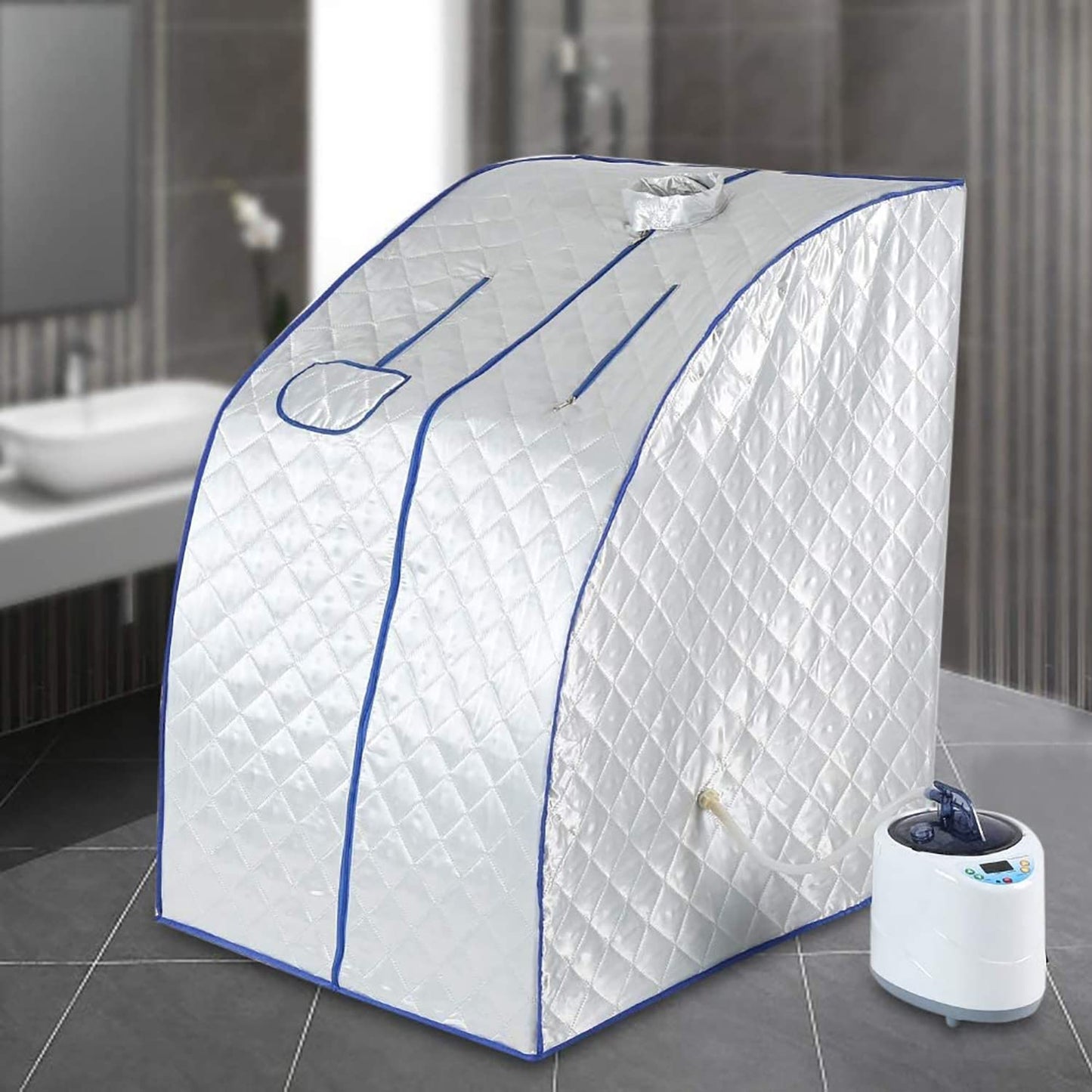 U5GAAALPPQ9 Portable Steam Tent Spa Sauna Machine 1-9 Level Temperature for No Water Automatically Power Off Lose Weight Toxin Stress Fatigue.
