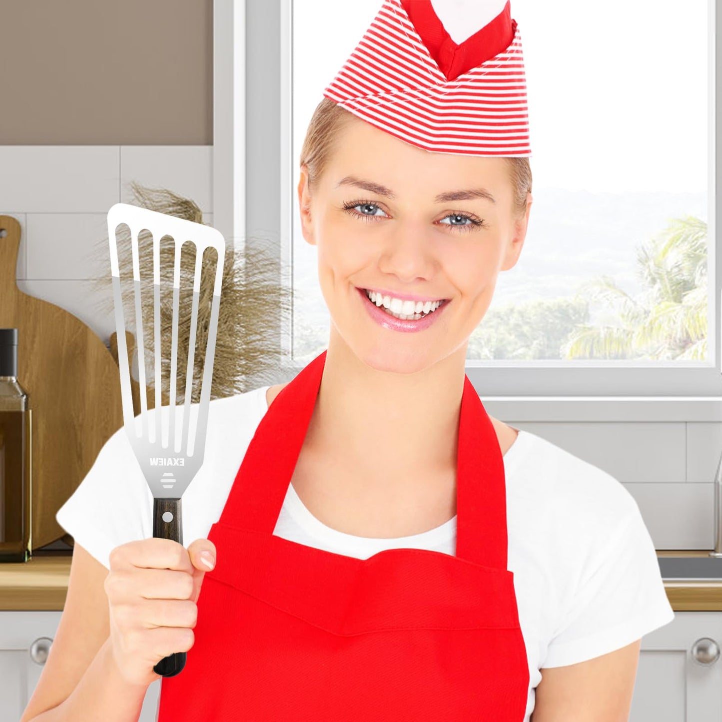 EXAIEW 2 Pack Fish Spatula Stainless Steel,Flexible Metal Spatula Perfect for Flipping Eggs, Burgers and Baking, Durable Lightweight Kitchen Slotted Turner for Cooking & BBQ, Perfect Gifts