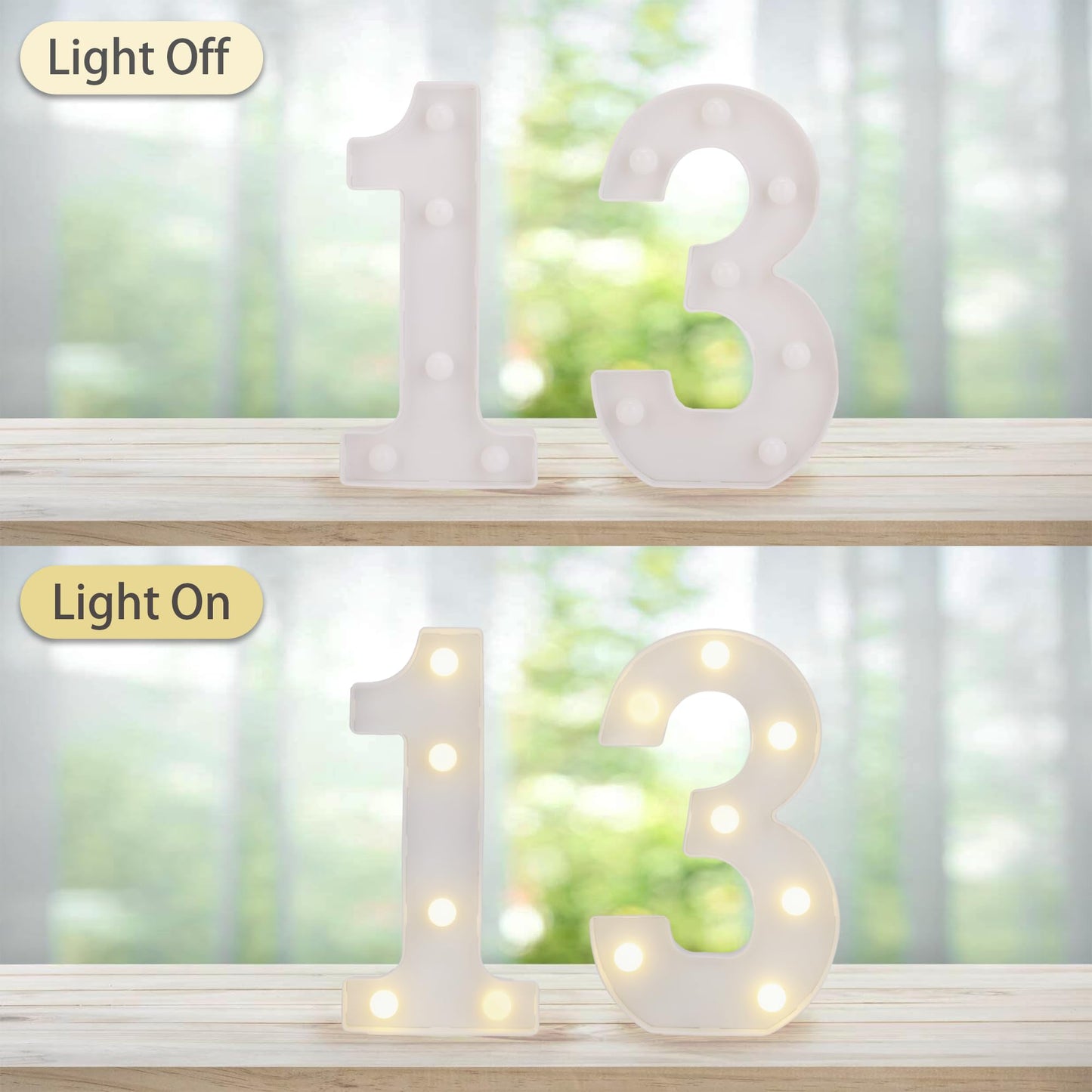 13th Birthday Decoration Light Up Letters, Battery Powered LED Numbers Marquee Number Sign for Sweet 13th Party Home Decor Night Light