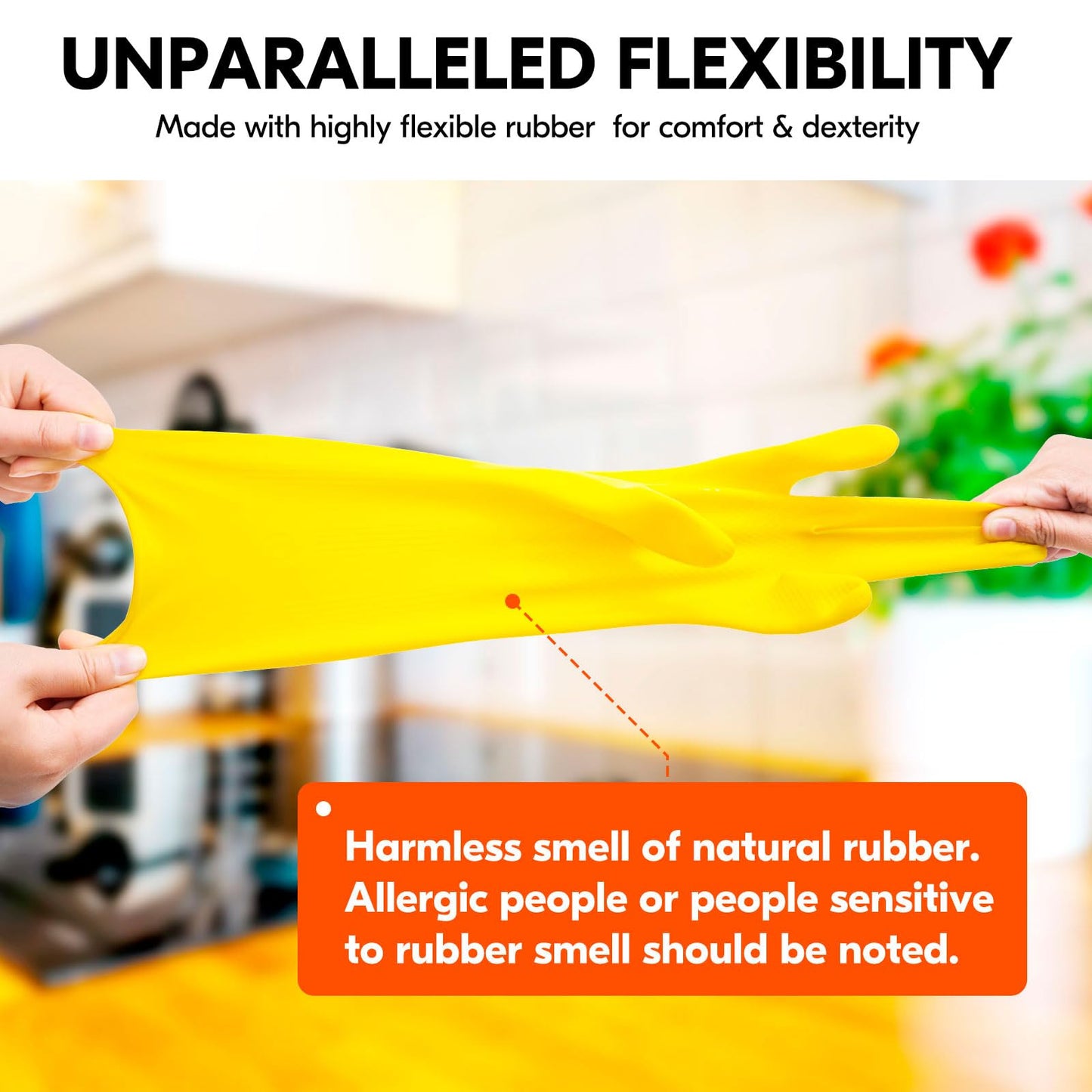 Vgo... 10-Pairs Reusable Household Gloves, Rubber Dishwashing gloves, Extra Thickness, Long Sleeves, Kitchen Cleaning, Working, Painting, Gardening, Pet Care (Size M, Yellow, HH4601)