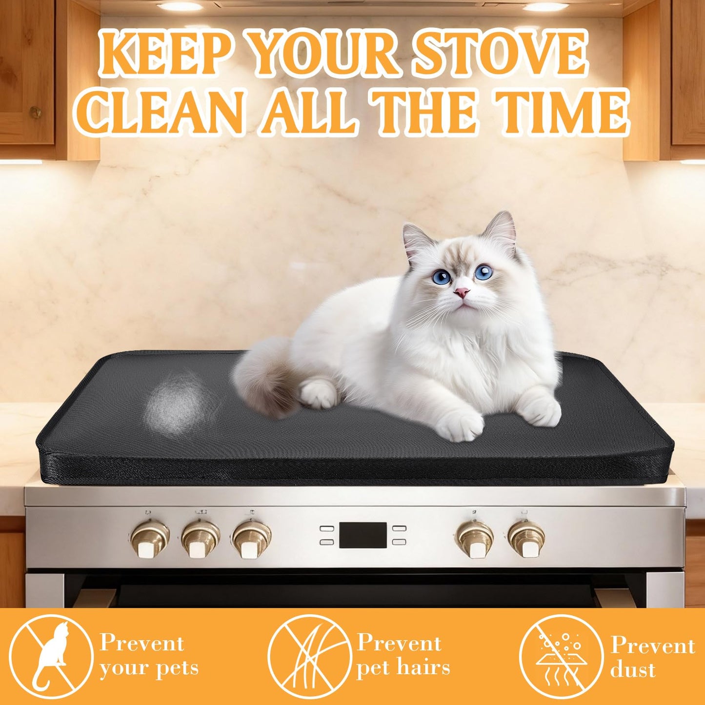 Acellegic Full-Edge Fireproof Gas Stove Top Covers Foldable Waterproof Anti Dust for Kitchen Gas Burners, Washable Stove Guard Top Protector(20 x 24 Inch)