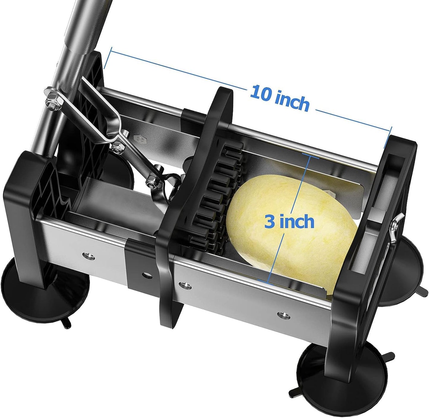 Redhoney French Fry Cutter Stainless Steel Potato Cutter With 1/2" and 3/8" Commercial Grade Blades, Vegetable Cutter Chopper for Vegetables, Cucumbers, Potatoes