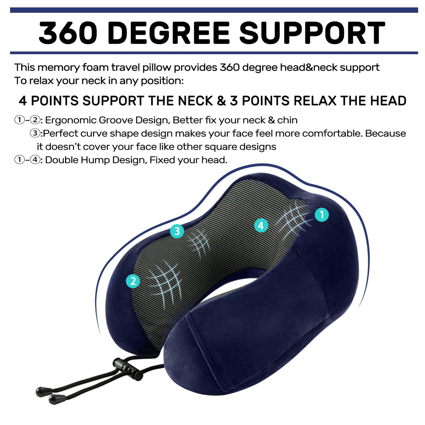 urnexttour Travel Pillow for Airplane-2 Pack Memory Foam Neck Pillows, Soft & Support Travel Essentials for Travelling, Sleeping Rest, Car, Train and Home Use(Grey&Navy)