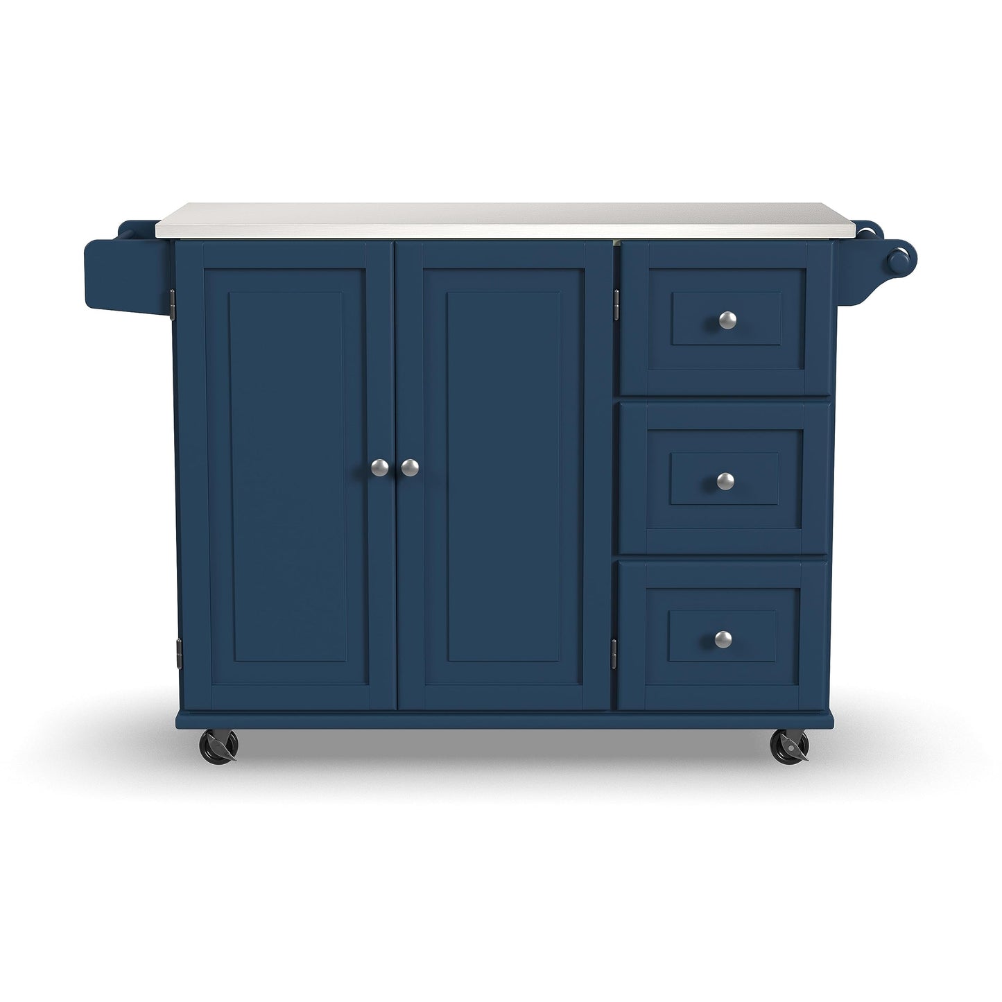 Homestyles Mobile Kitchen Island Cart with Stainless Steel Top, Blue