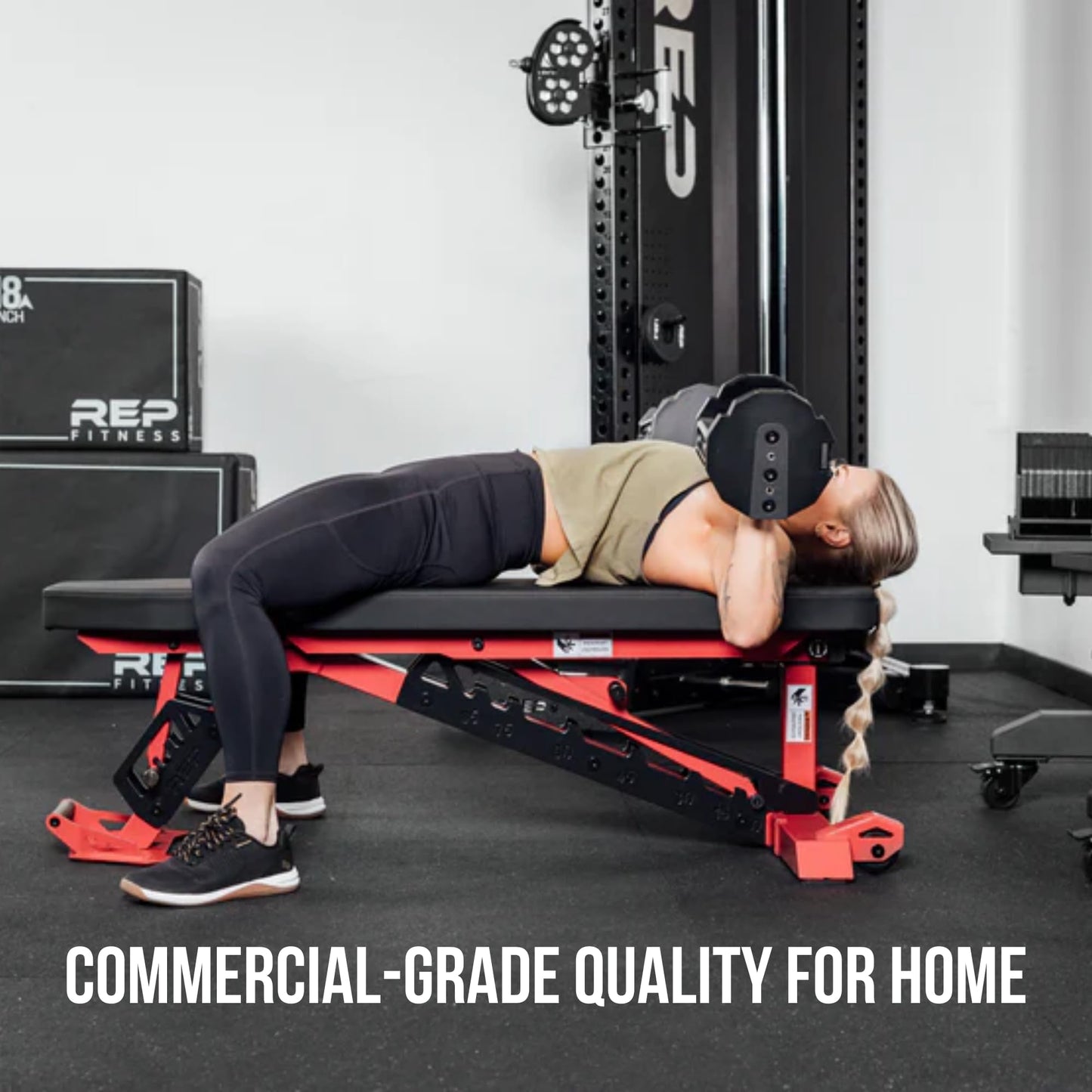 Rep Nighthawk Adjustable Weight Bench | Home Gym Incline Decline Flat Workout Bench | Heavy Duty Fitness and Strength Training Equipment | Foldable Space Saving Design, Army Green
