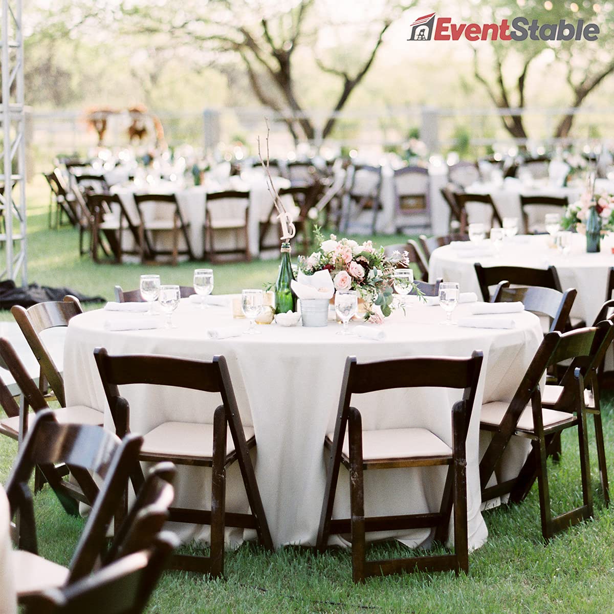 EventStable Titan Series 100 Resin Folding Chairs with 4 Dollies and 4 Straps Bundle - White Indoor/Outdoor Lightweight Folding Chair - Padded Folding Chair for Weddings Parties Events