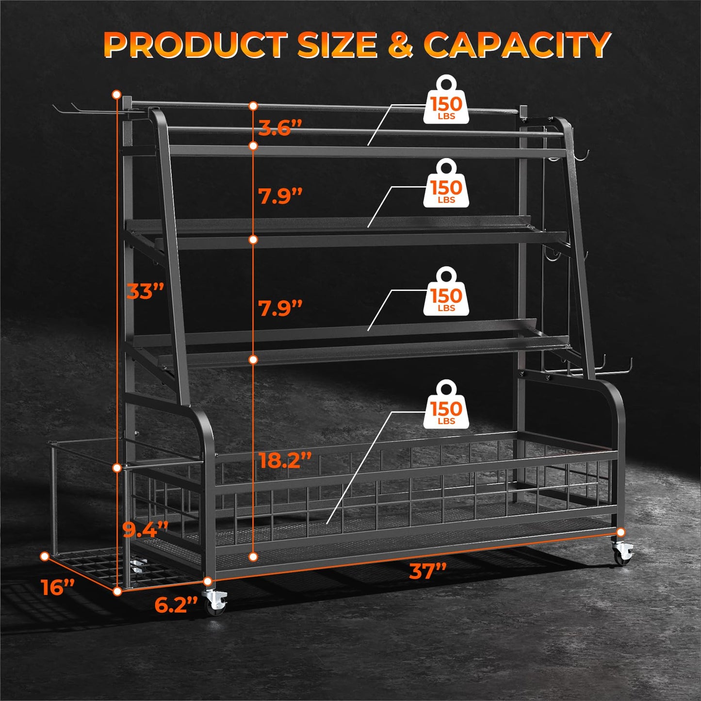 Upgraded XXL Dumbbell Rack Weight Stand - Bonvork Adjustable Weight Rack for Dumbbells, Home Gym Storage Rack With 3MM Thickened Angle Iron for Balls,Yoga Mat, Workout Equipment Organizer With Wheels
